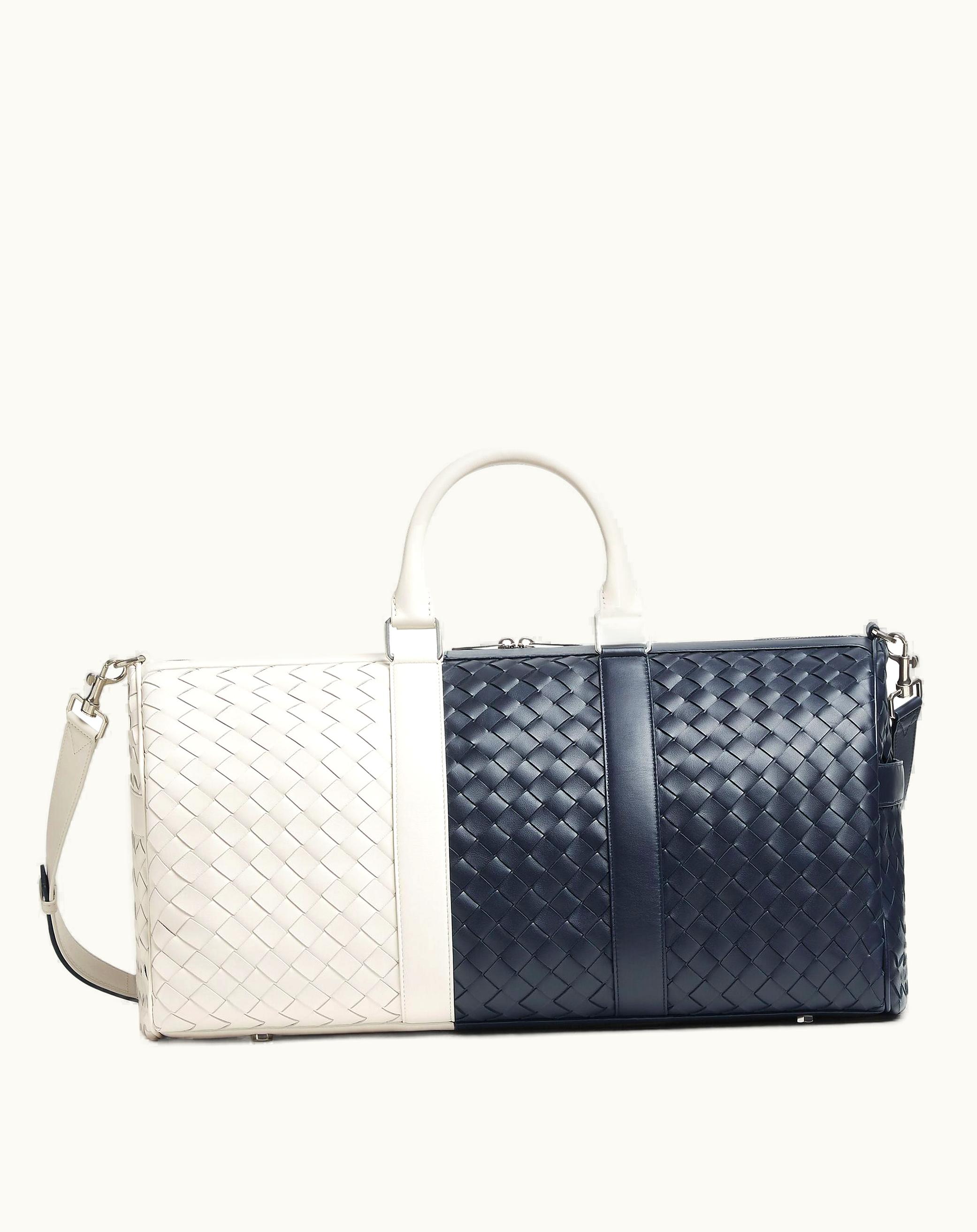 Bottega Veneta Bottega Veneta Men's Medium Intrecciato Duffle In Space / White