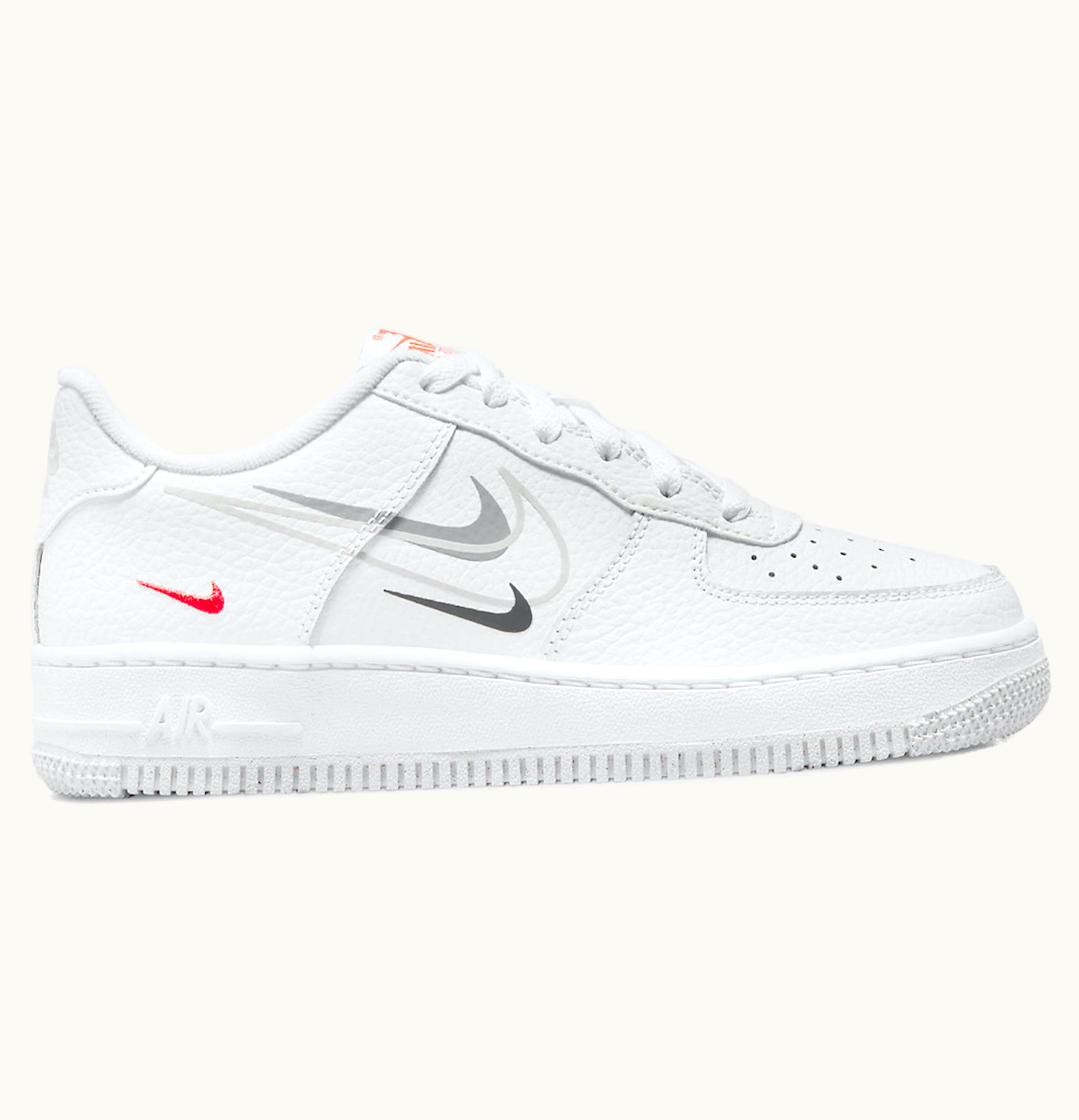 Nike Nike Air Force 1 Low Multi Swoosh White Particle Grey Photon Dust Bright Crimson GS