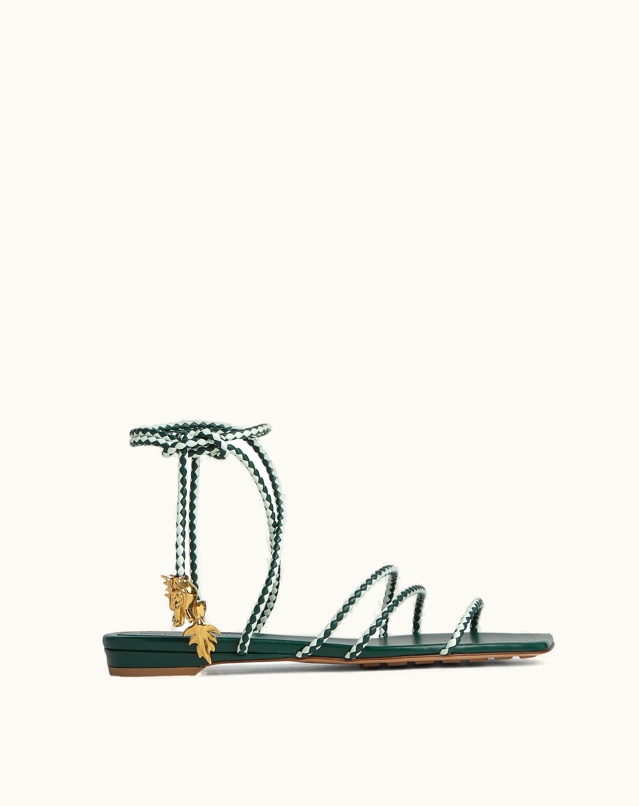 Bottega Veneta Bottega Veneta Women's Adam Flat Sandal In Emerald Green / Glacier