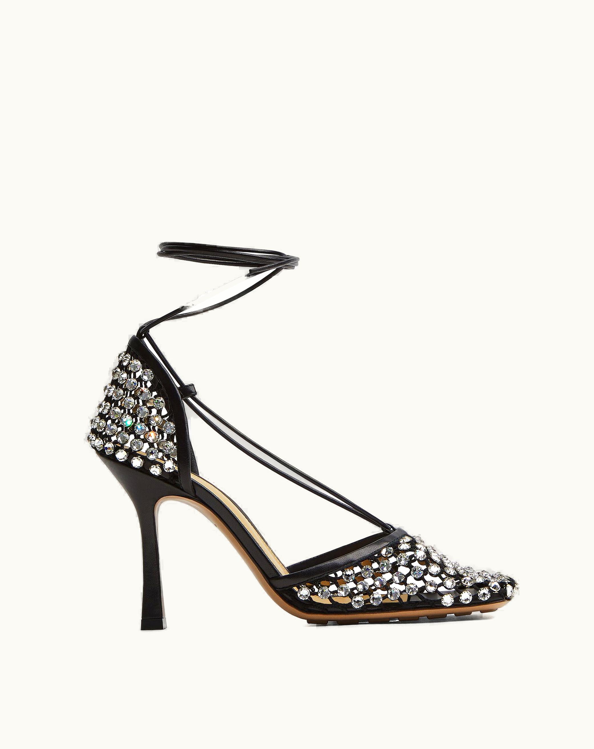 Bottega Veneta Bottega Veneta Women's Sparkle Stretch Lace-Up Sandal In Black