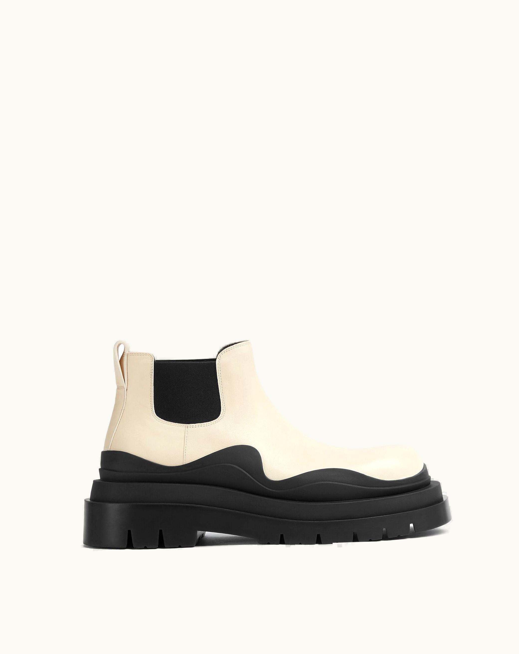 Bottega Veneta Bottega Veneta Women's Tire Ankle Chelsea Boot In Sea Salt / Black