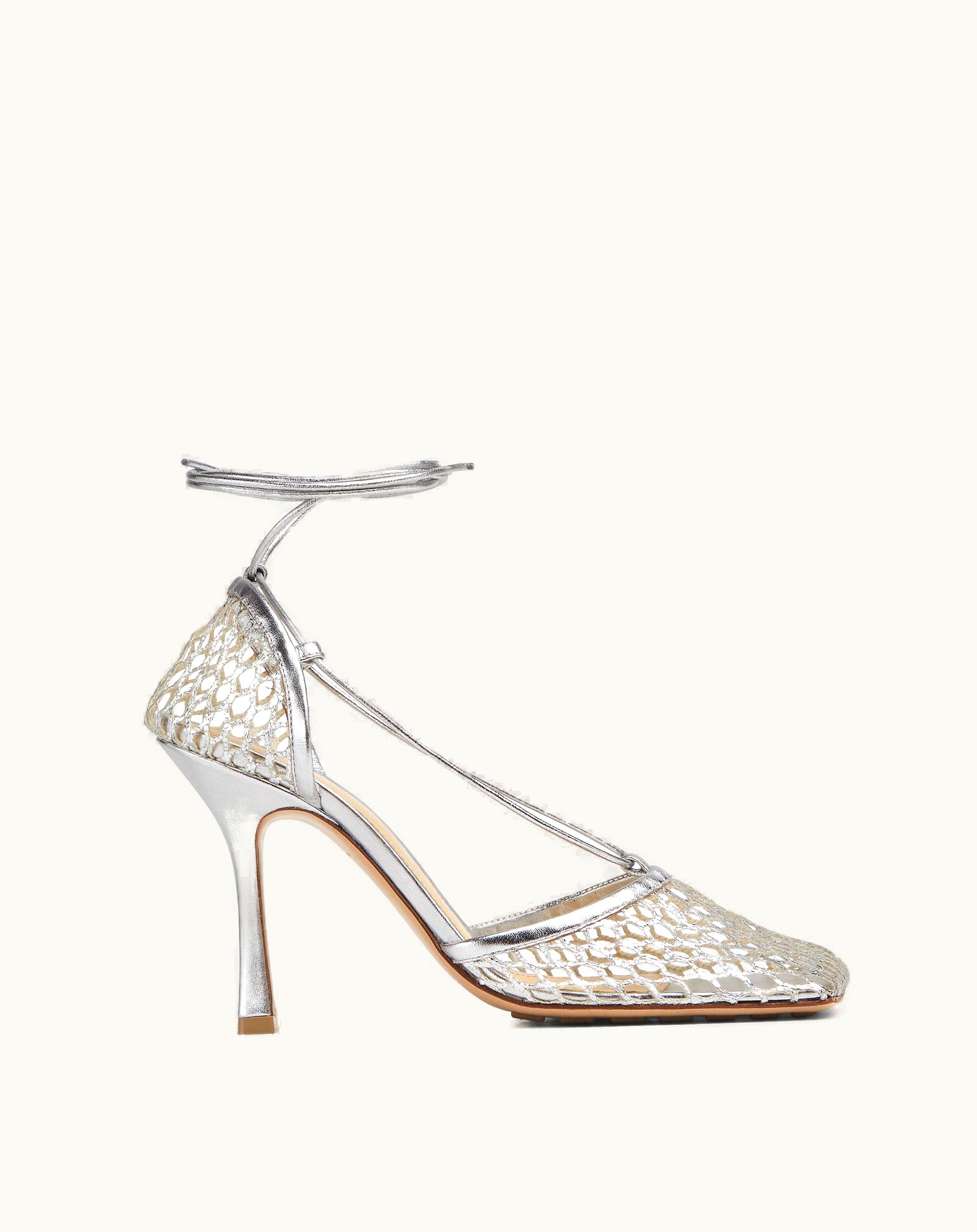 Bottega Veneta Bottega Veneta Women's Stretch Lace-Up Sandal In Silver