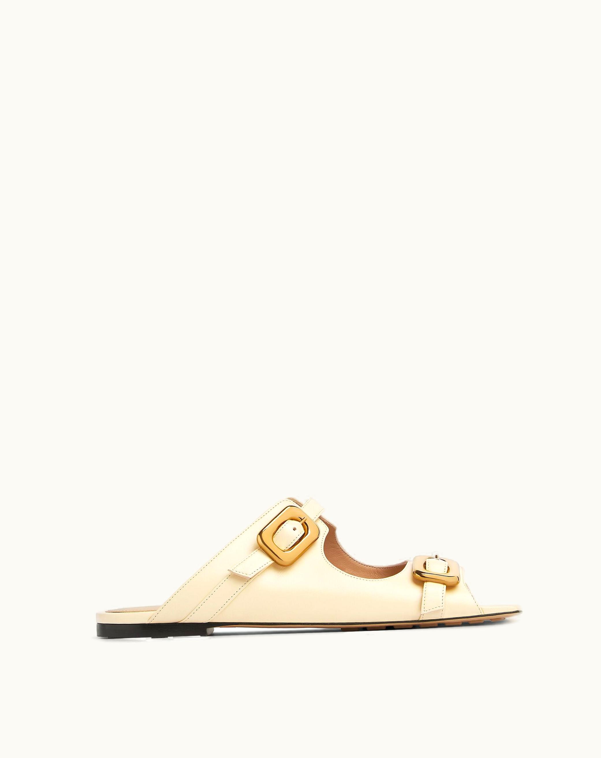 Bottega Veneta Bottega Veneta Women's Stretch Buckle Flat Mule In Sea Salt