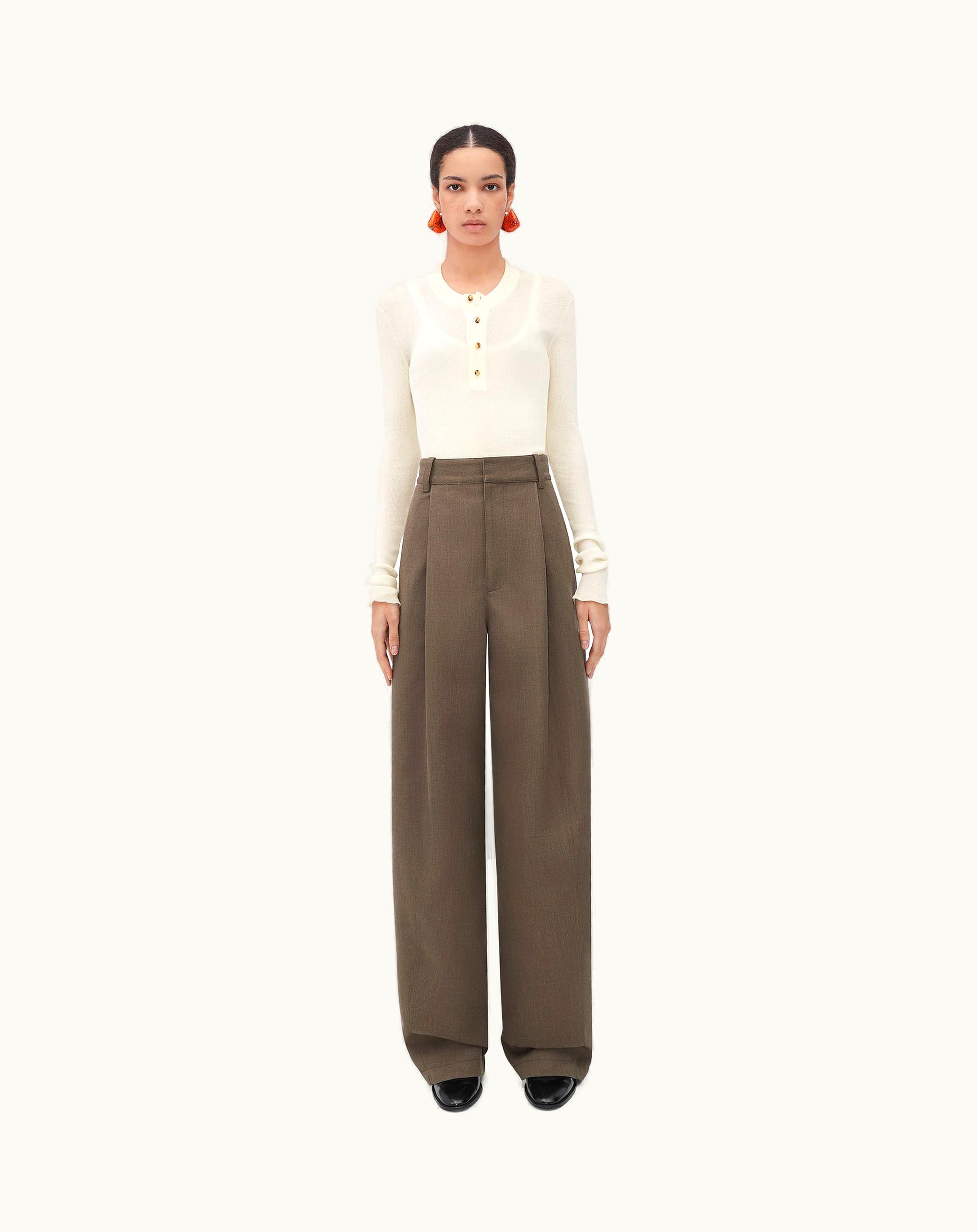 Bottega Veneta Bottega Veneta Women's Soft Wool Twill Trousers In Milkweed