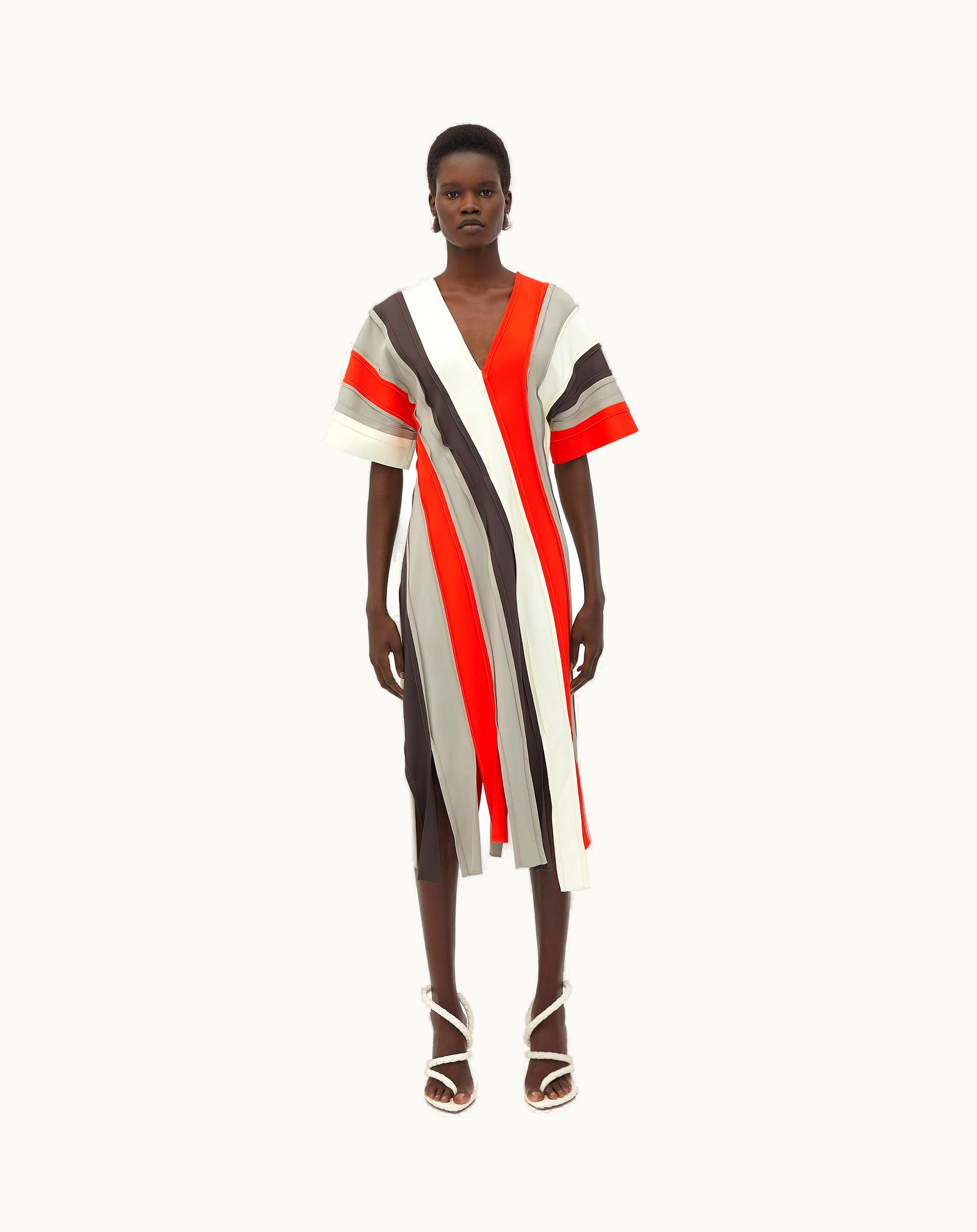 Bottega Veneta Bottega Veneta Women's Fluid Viscose Stripe Dress In Multicolor