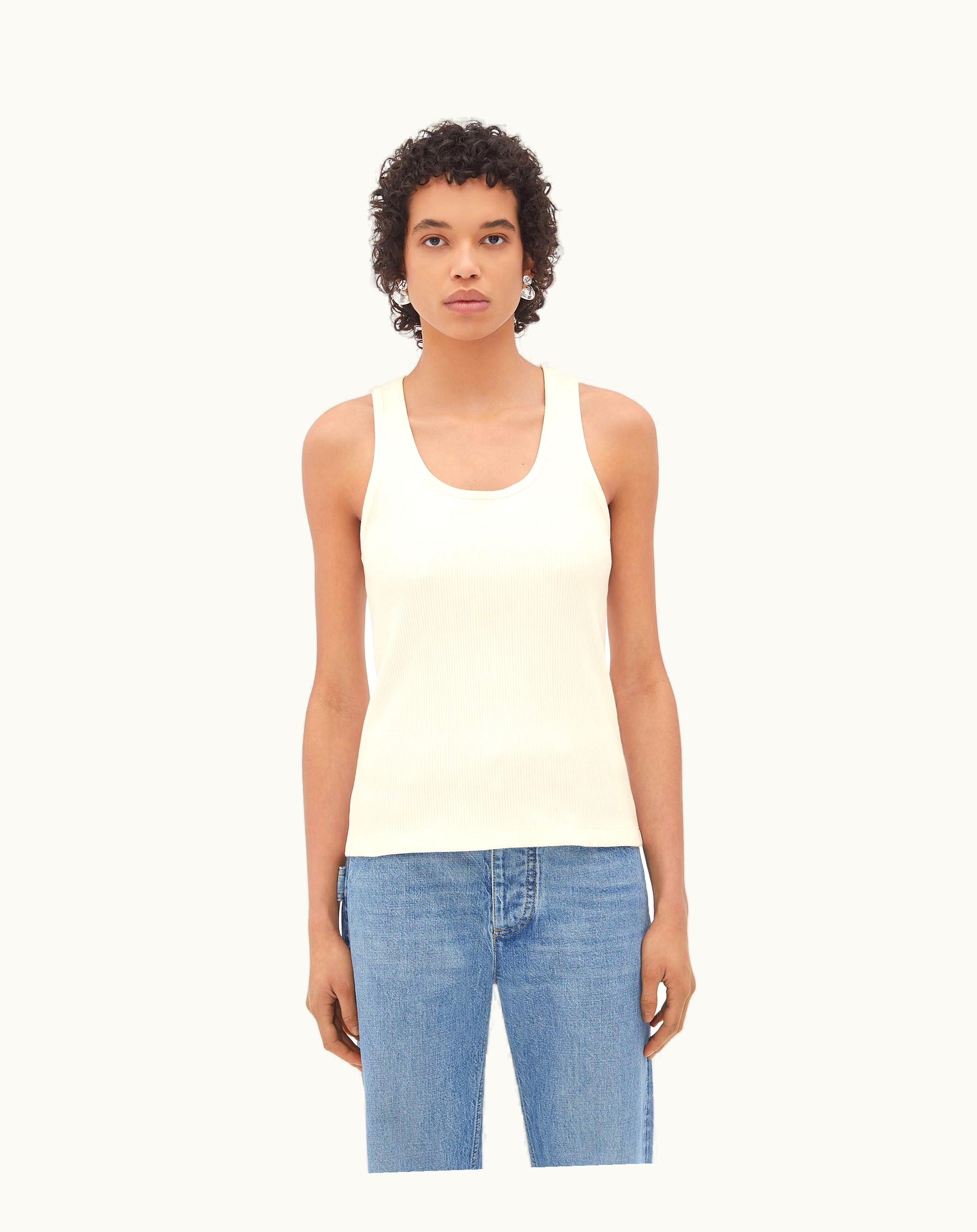 Bottega Veneta Bottega Veneta Women's Compact Cotton Rib Jersey Tank Top In Chalk