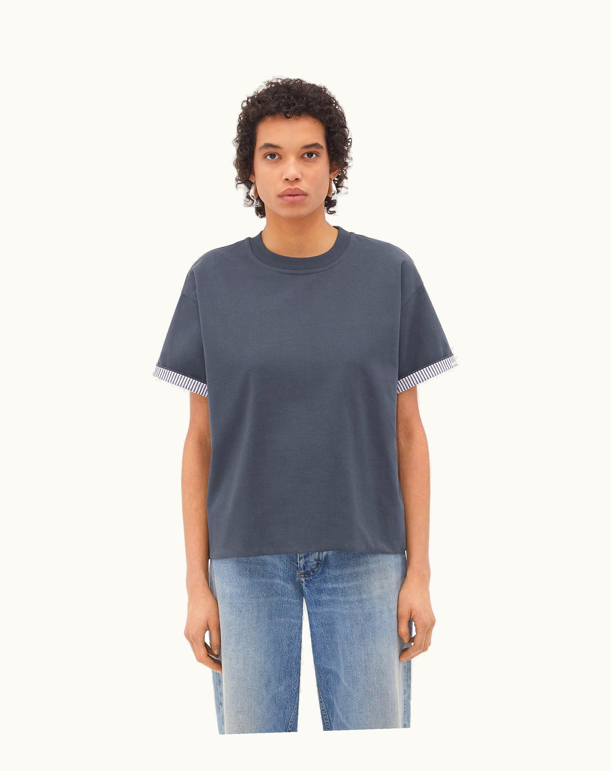 Bottega Veneta Bottega Veneta Women's Double Layer Striped Cotton T-Shirt In Shadow
