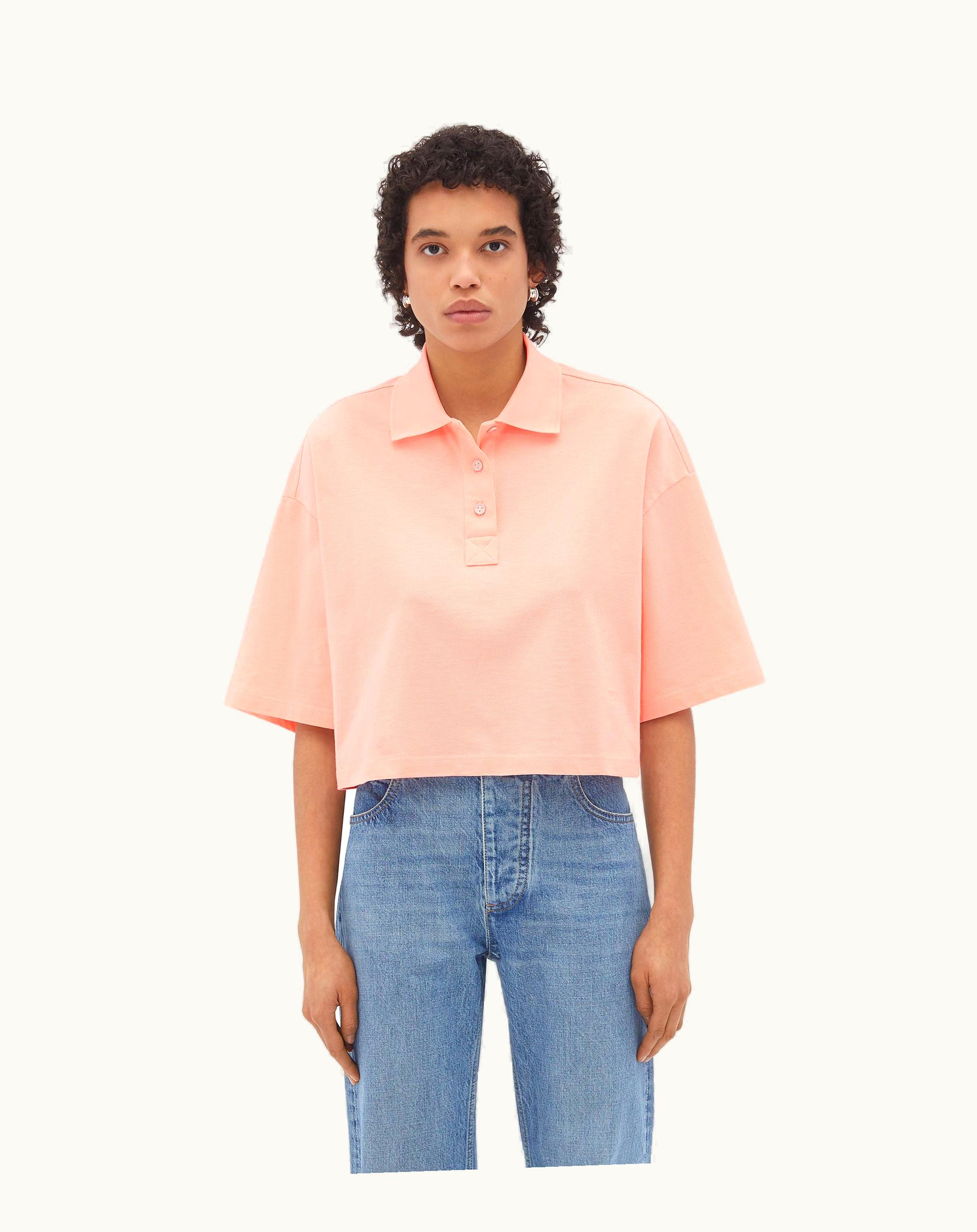 Bottega Veneta Bottega Veneta Women's Cropped Cotton Piquet Polo In Powder Pink