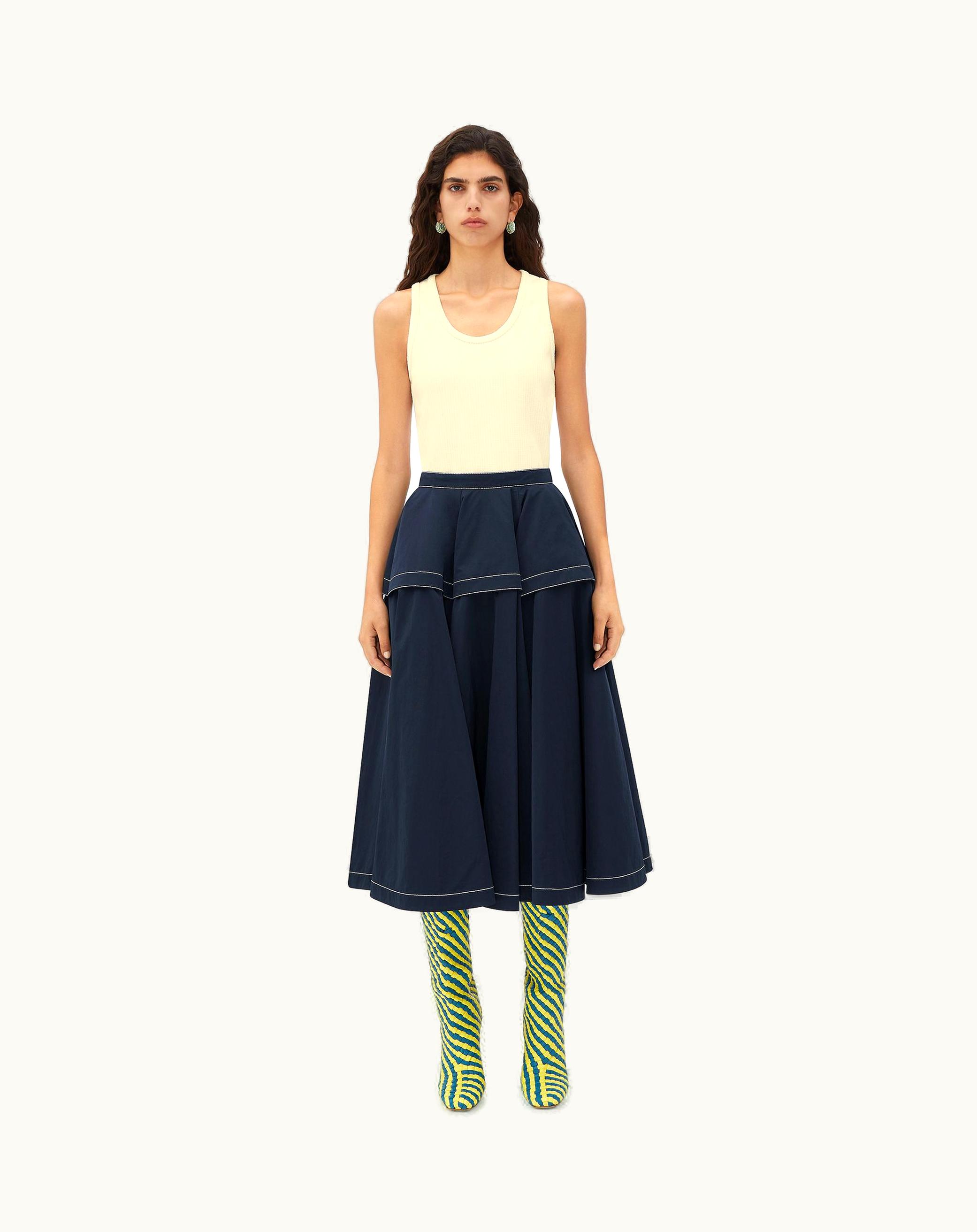 Bottega Veneta Bottega Veneta Women's Tech Nylon Skirt In Navy