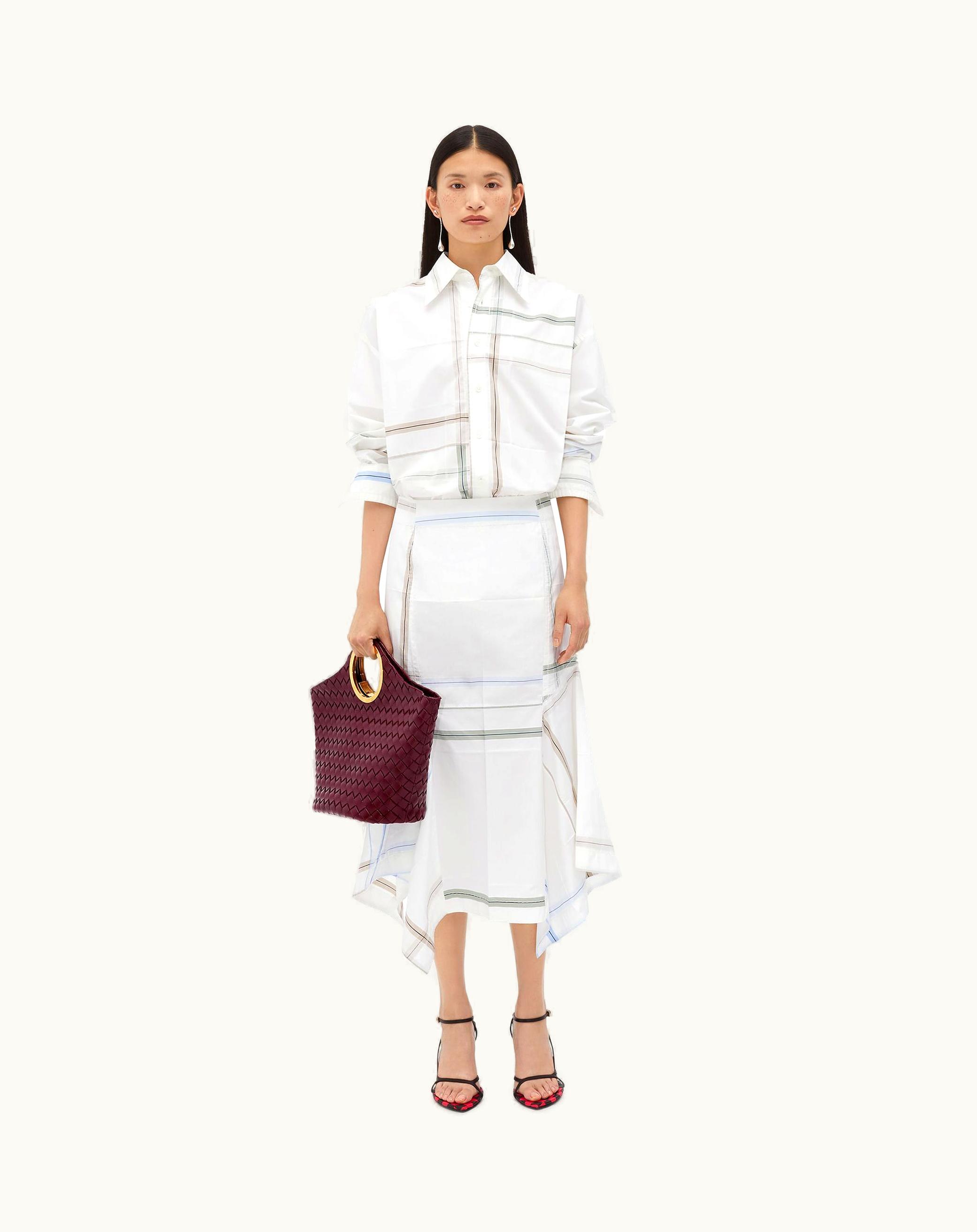 Bottega Veneta Bottega Veneta Women's Handkerchief Cotton Skirt In White / Blue / Green / Taupe