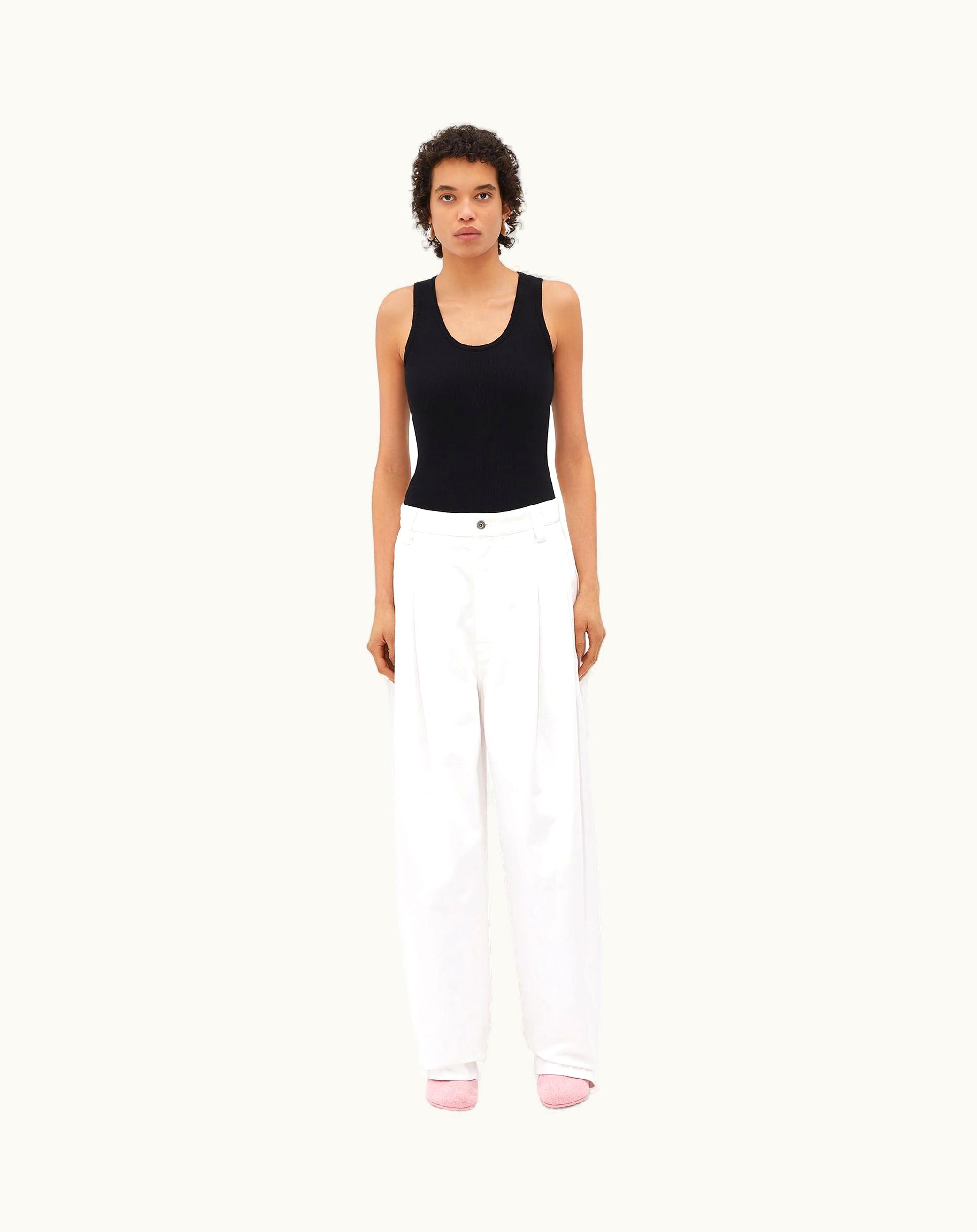 Bottega Veneta Bottega Veneta Women's White Pleated Denim Trousers In White