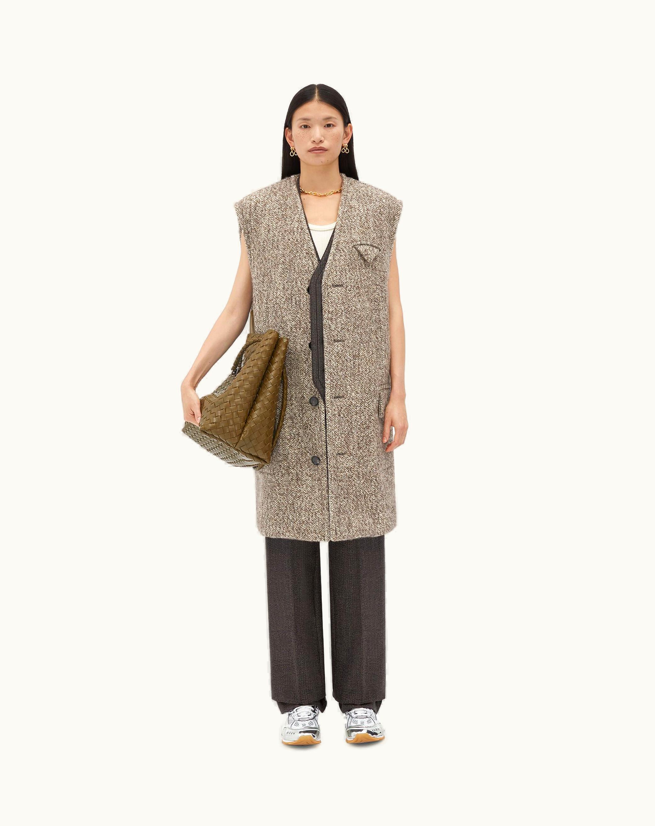 Bottega Veneta Bottega Veneta Women's Multicolor Wool Felt Gilet Coat In Light Brown / Grey