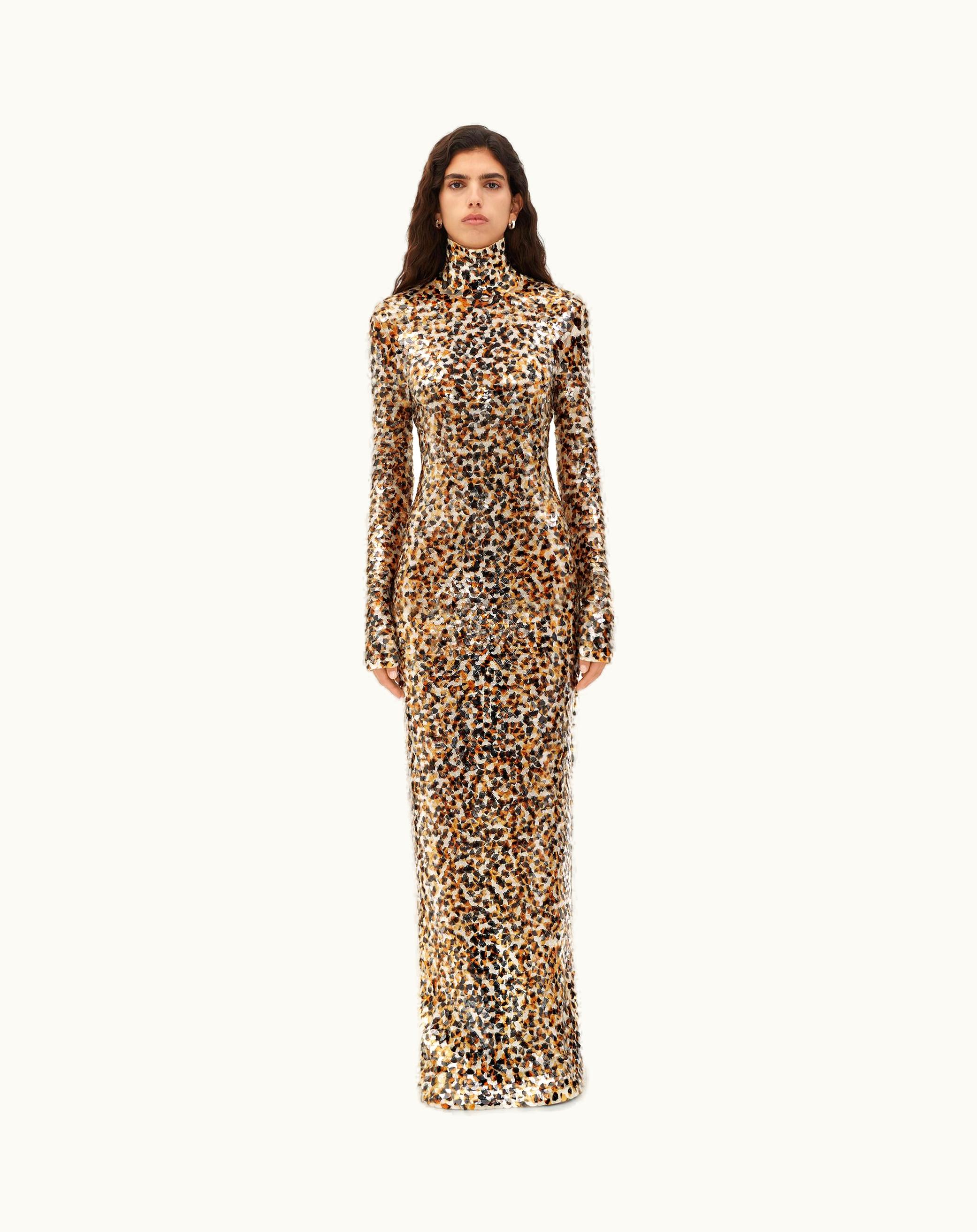 Bottega Veneta Bottega Veneta Women's Printed Sequins Cotton Dress In Cob / Black