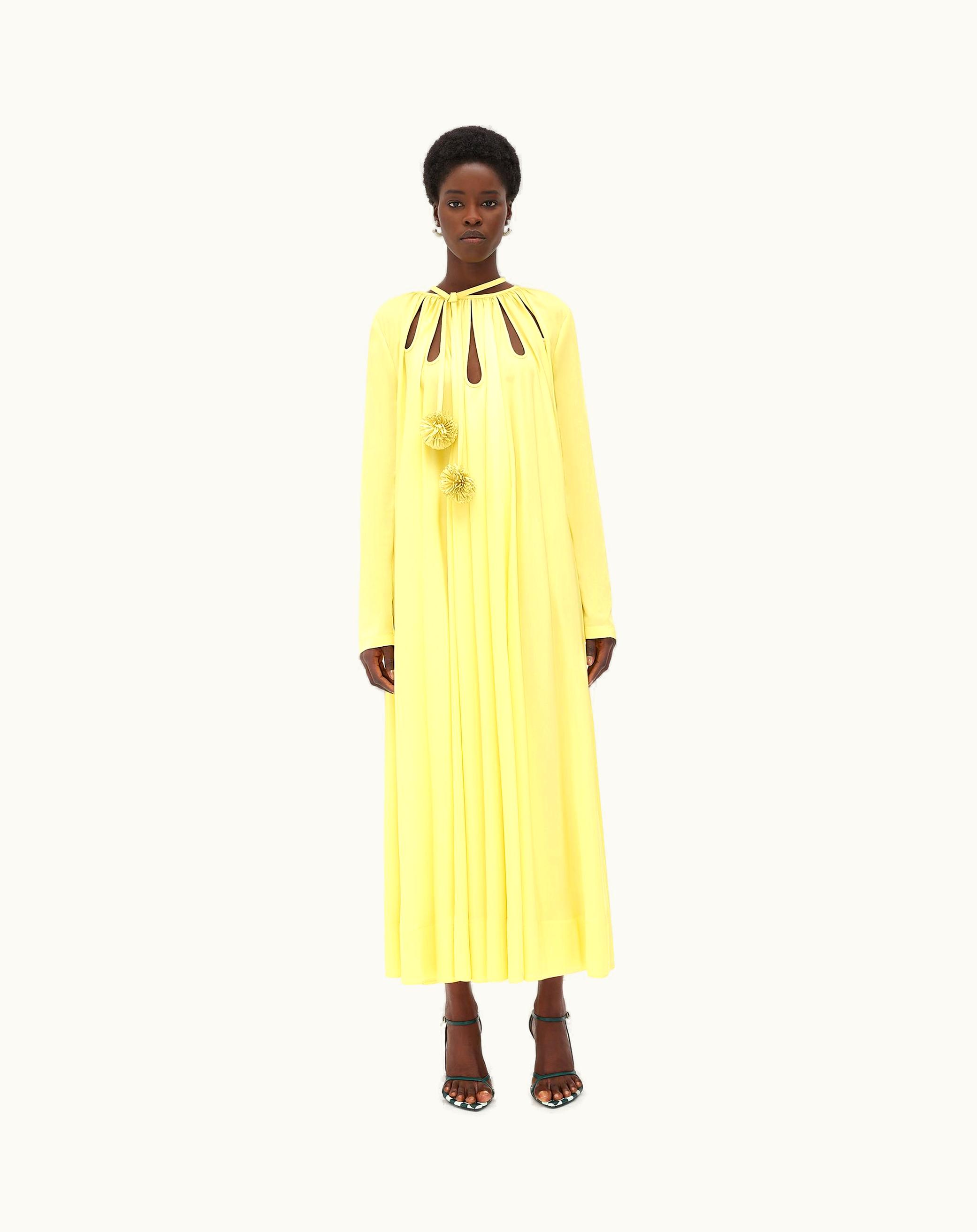 Bottega Veneta Bottega Veneta Women's Fluid Viscose Twill Long Dress In Pineapple