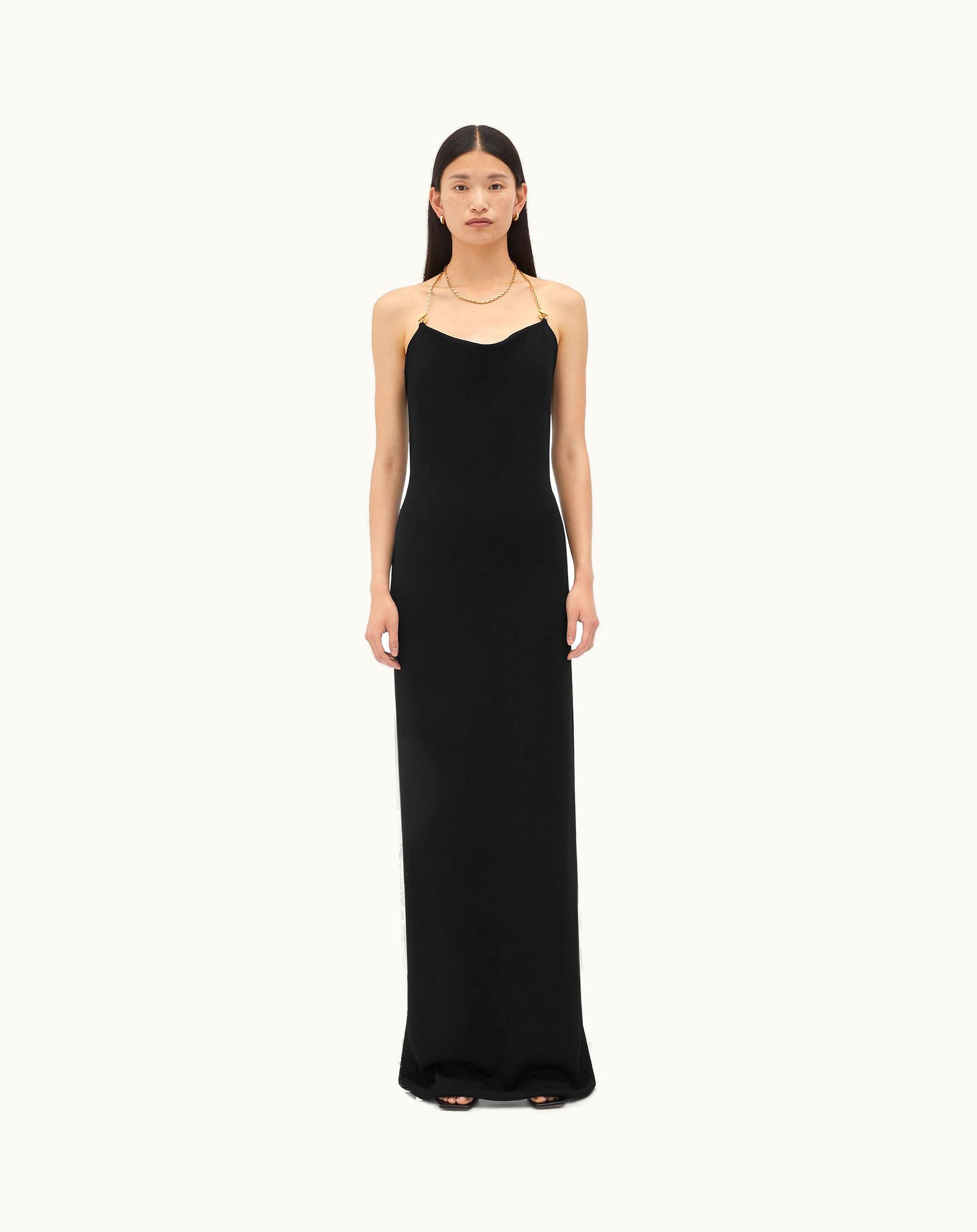 Bottega Veneta Bottega Veneta Women's Viscose Long Dress With Chain Detail In Black