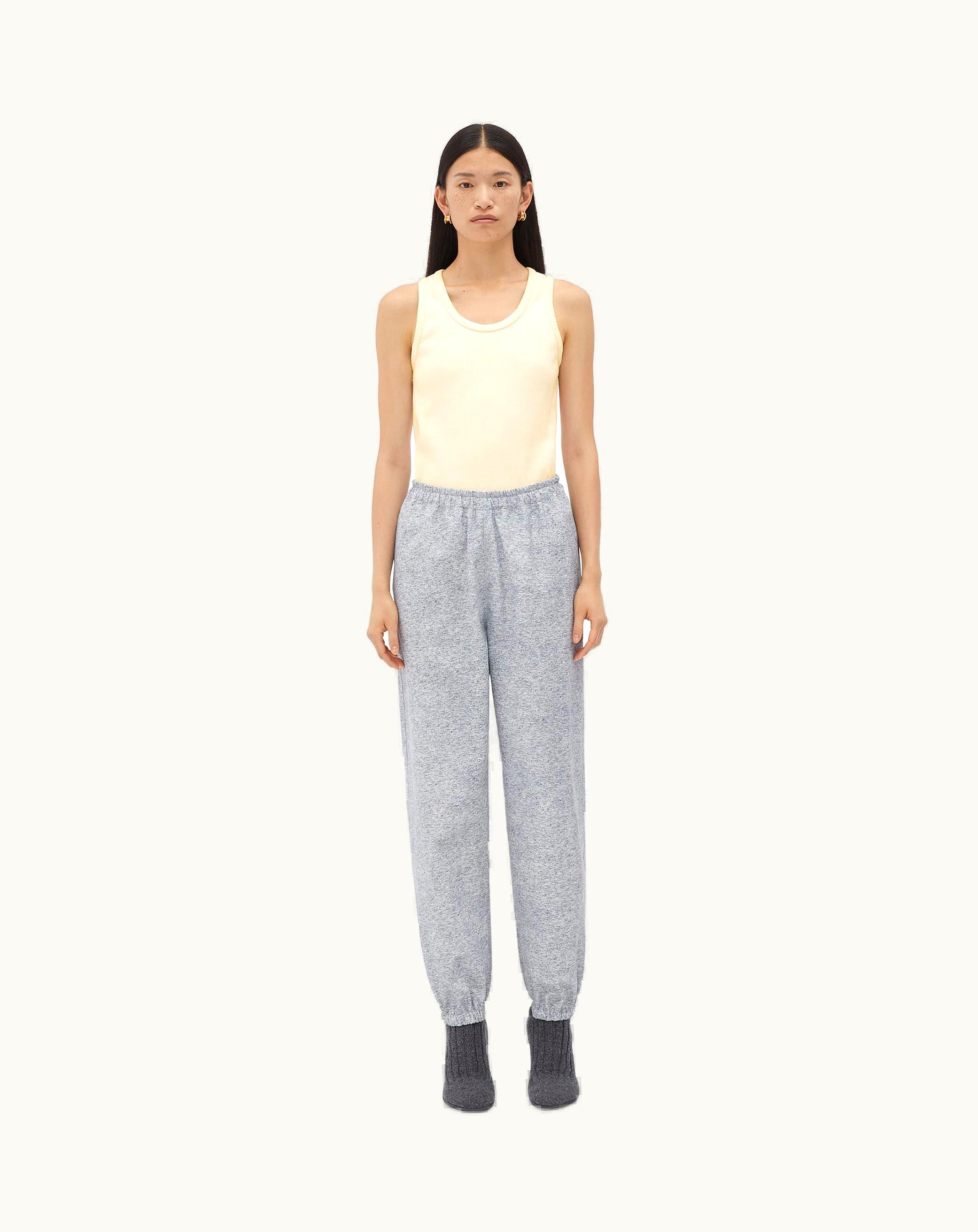 Bottega Veneta Bottega Veneta Women's Printed Leather Jersey Jogger Trousers In Light Grey Melange