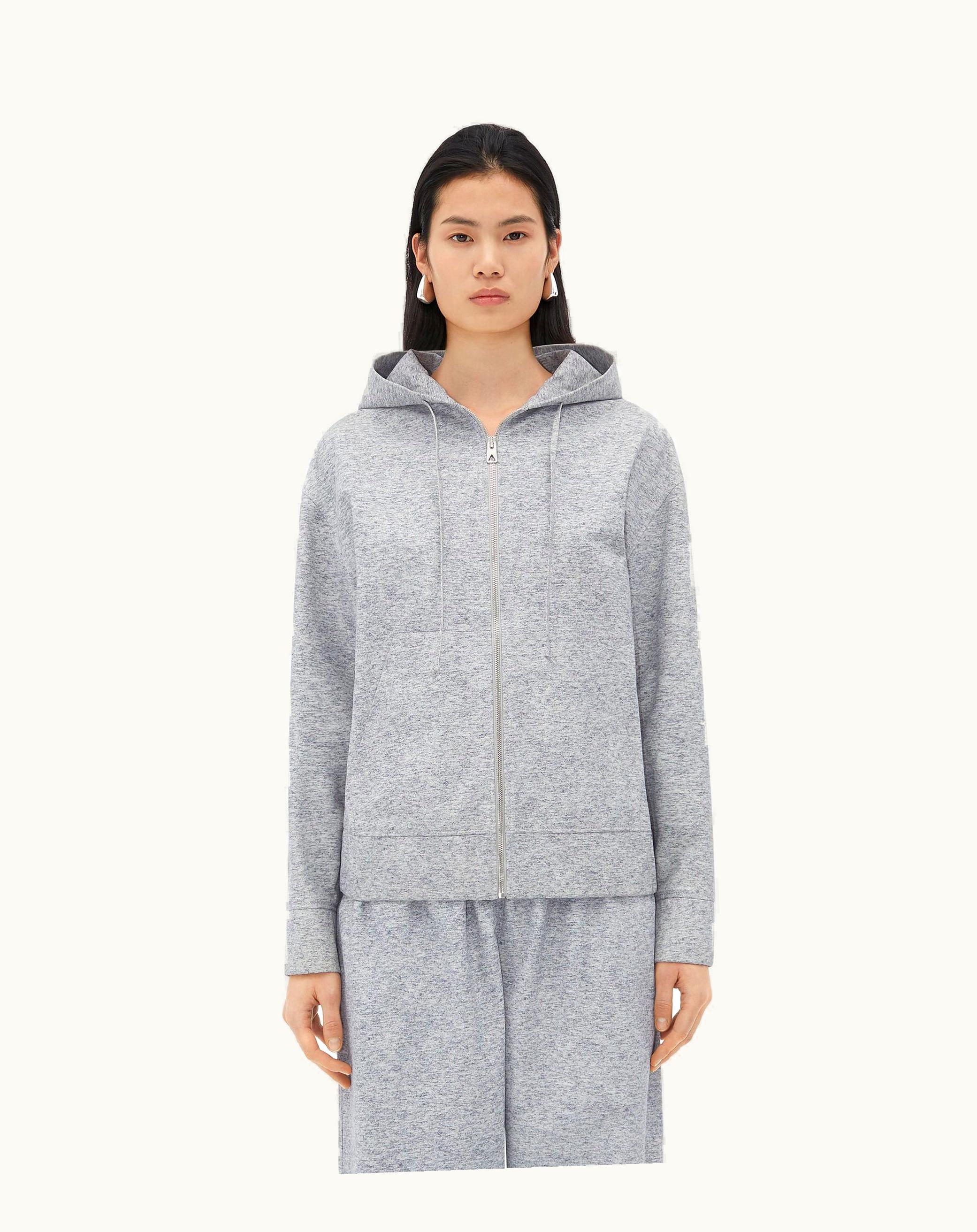 Bottega Veneta Bottega Veneta Women's Printed Leather Jersey Hoodie In Light Grey Melange