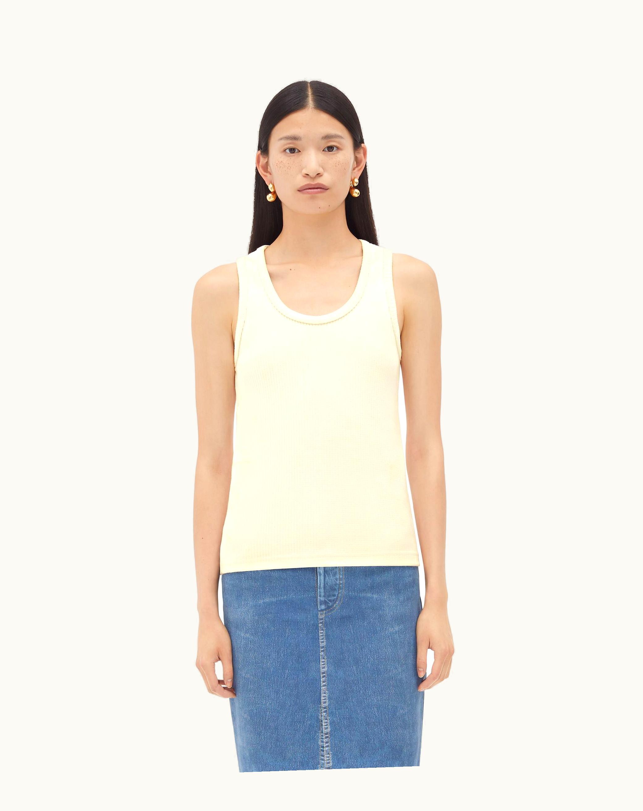 Bottega Veneta Bottega Veneta Women's Cotton Rib Tank Top With Label In Soap