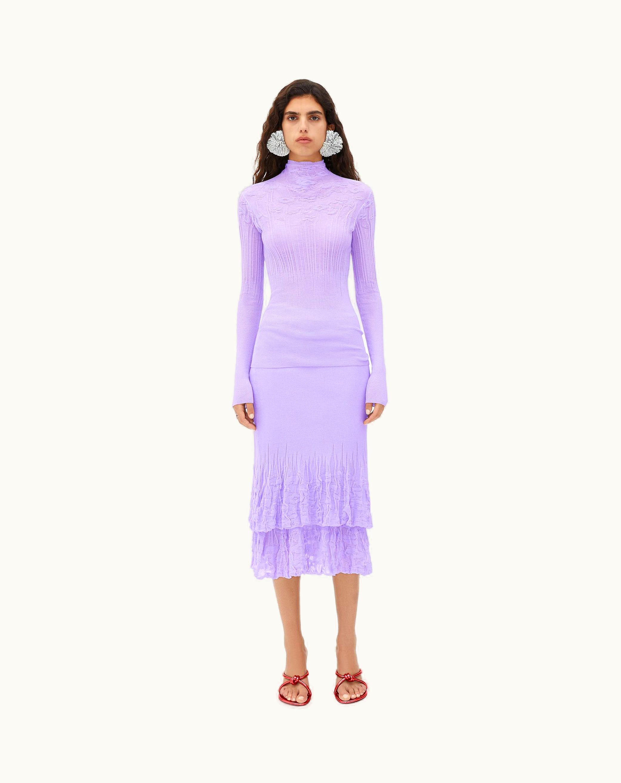 Bottega Veneta Bottega Veneta Women's Cotton Flowers High Neck Jumper In Amethyst