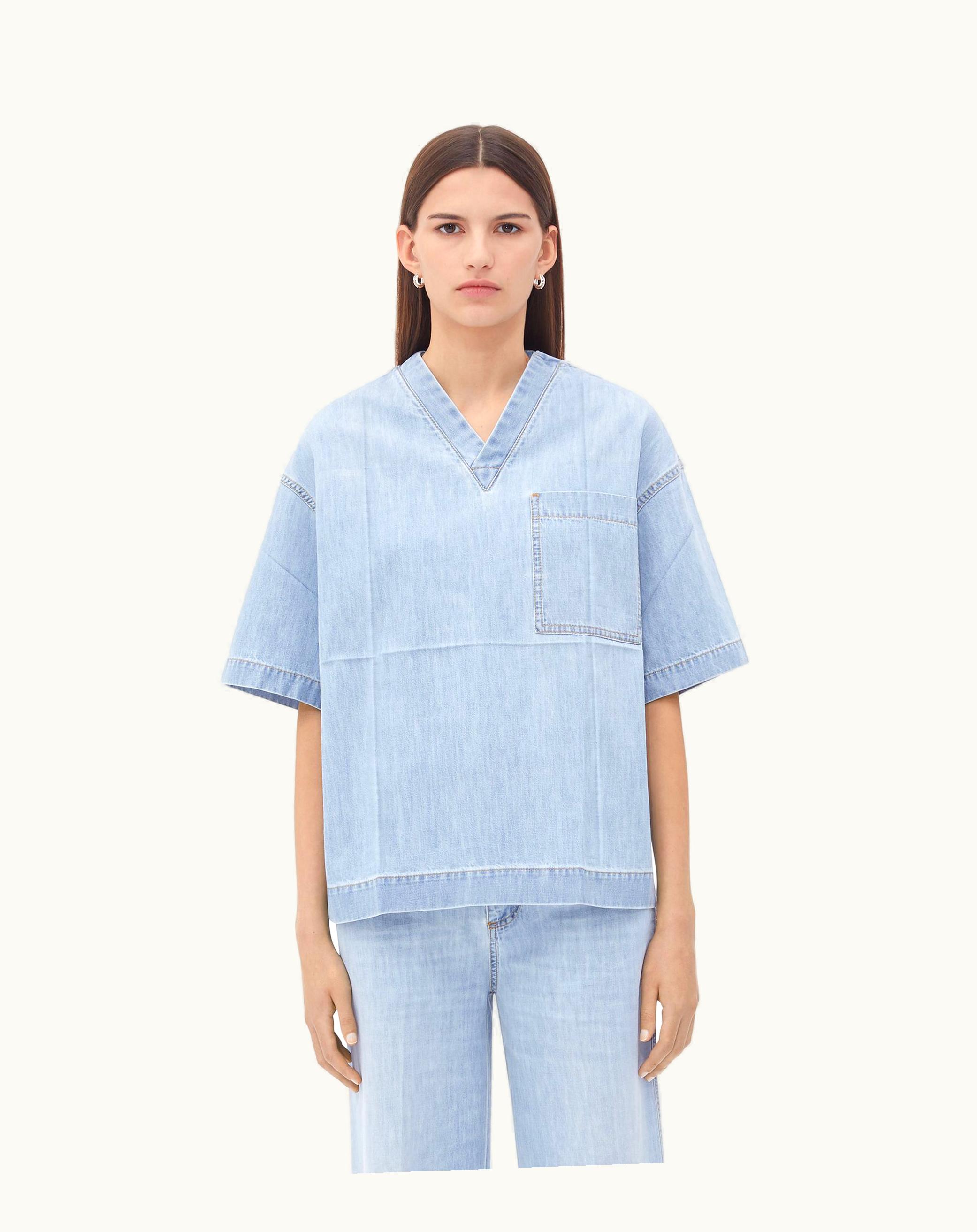 Bottega Veneta Bottega Veneta Women's Light Bleached Denim T-Shirt In Light Bleach