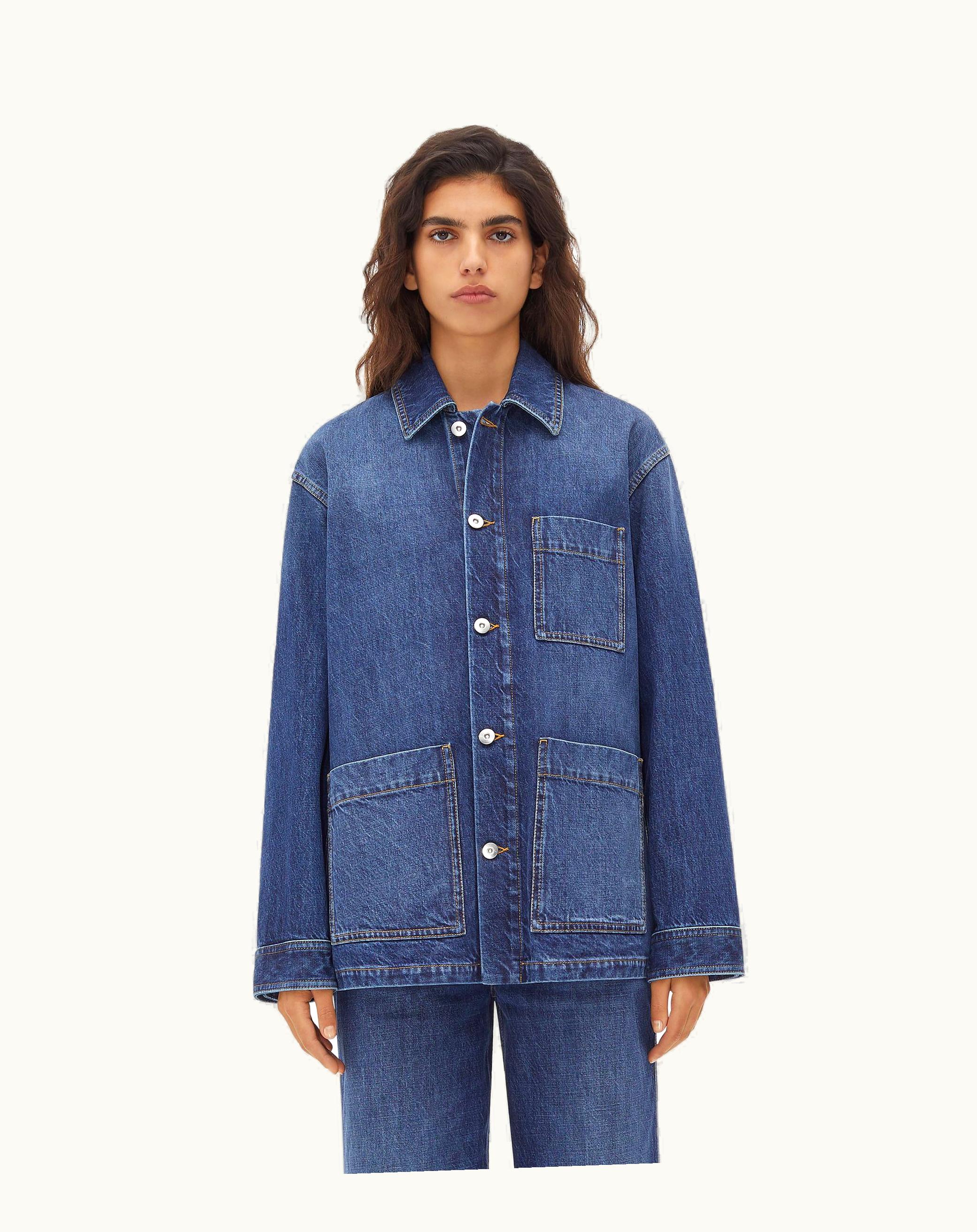 Bottega Veneta Bottega Veneta Women's Medium Washed Denim Jacket In Mid Blue