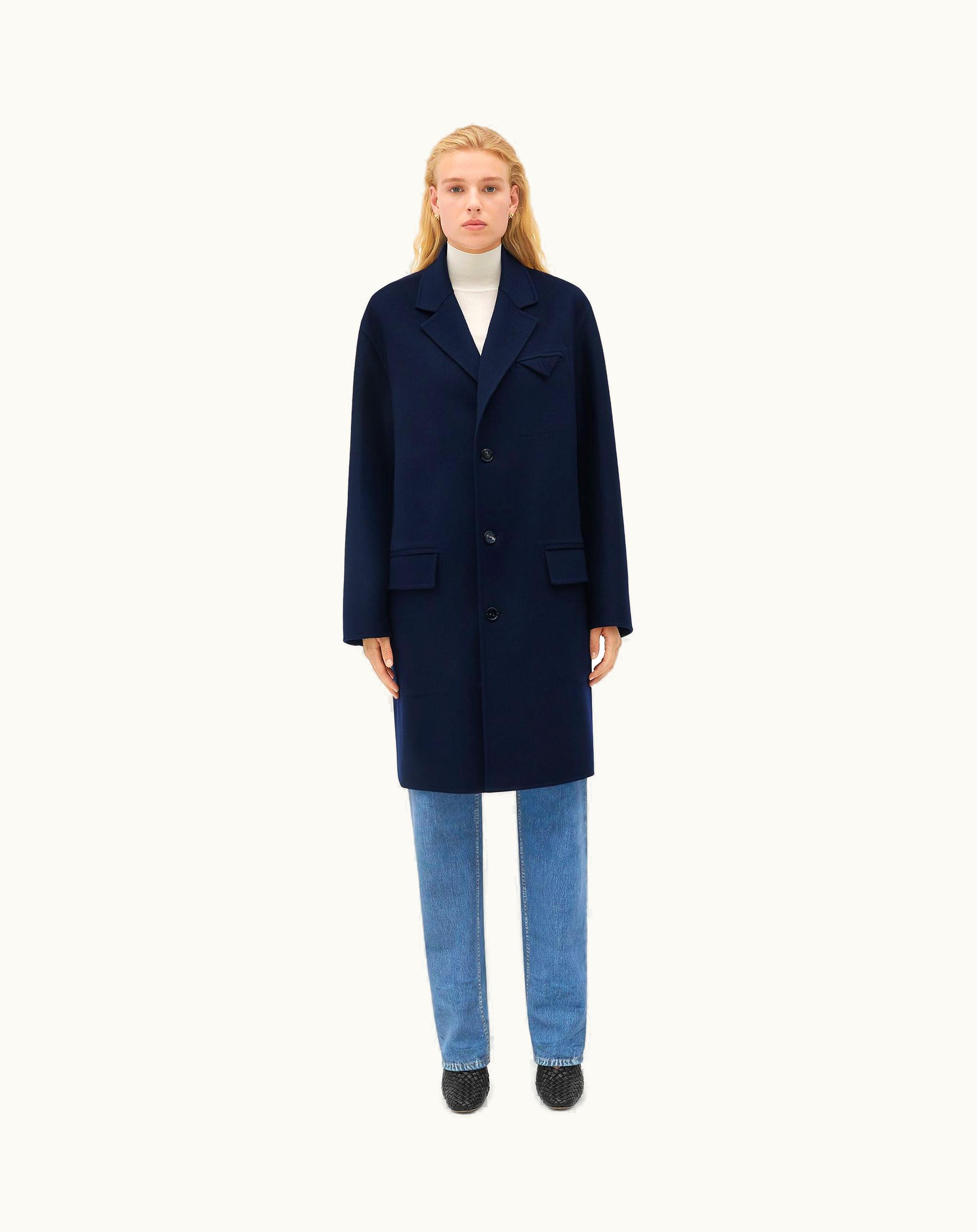 Bottega Veneta Bottega Veneta Women's Double Wool Cashmere Coat In Navy