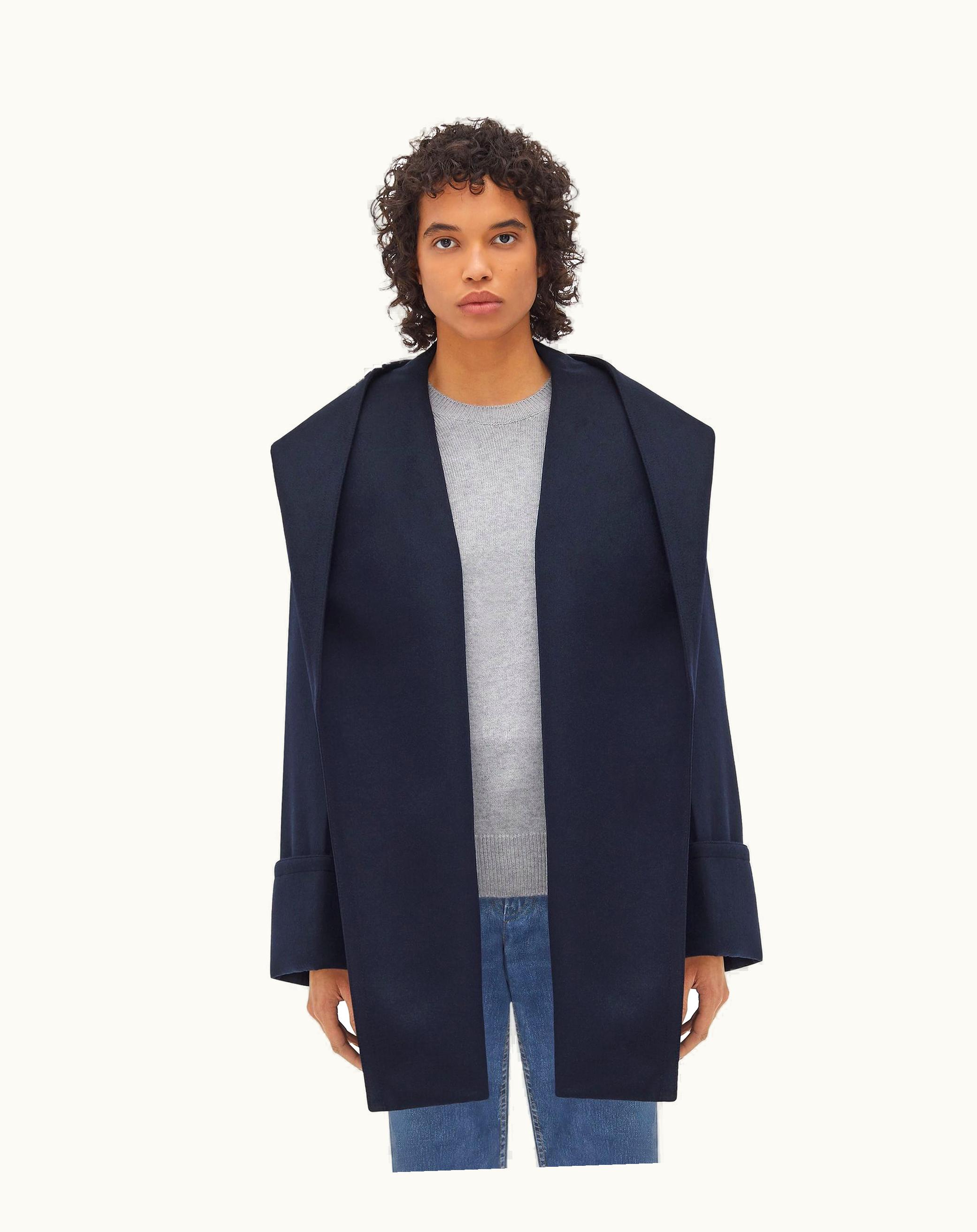 Bottega Veneta Bottega Veneta Women's Double Wool Cashmere Hooded Coat In Navy