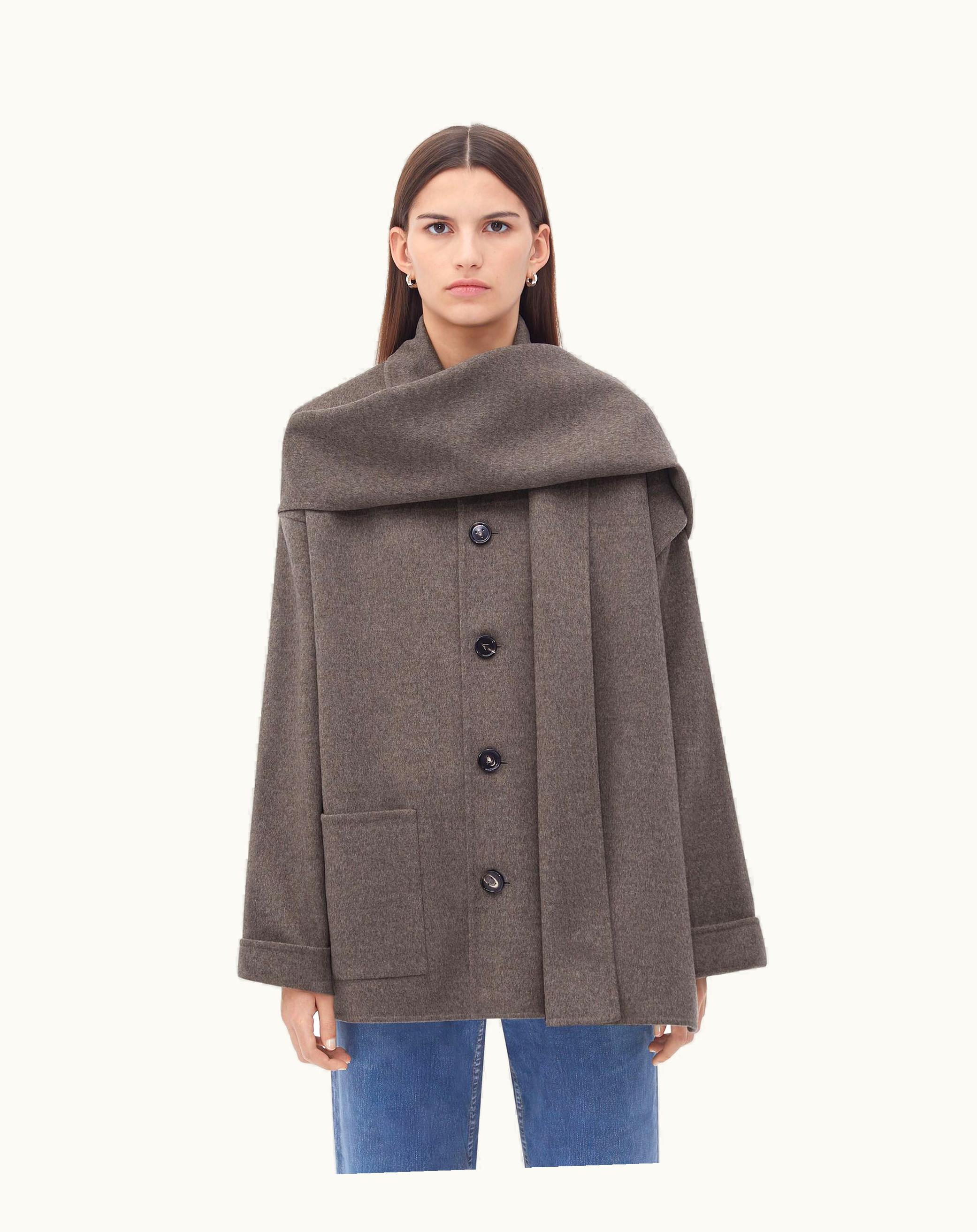 Bottega Veneta Bottega Veneta Women's Double Wool Cashmere Short Coat In Peppercorn Melange