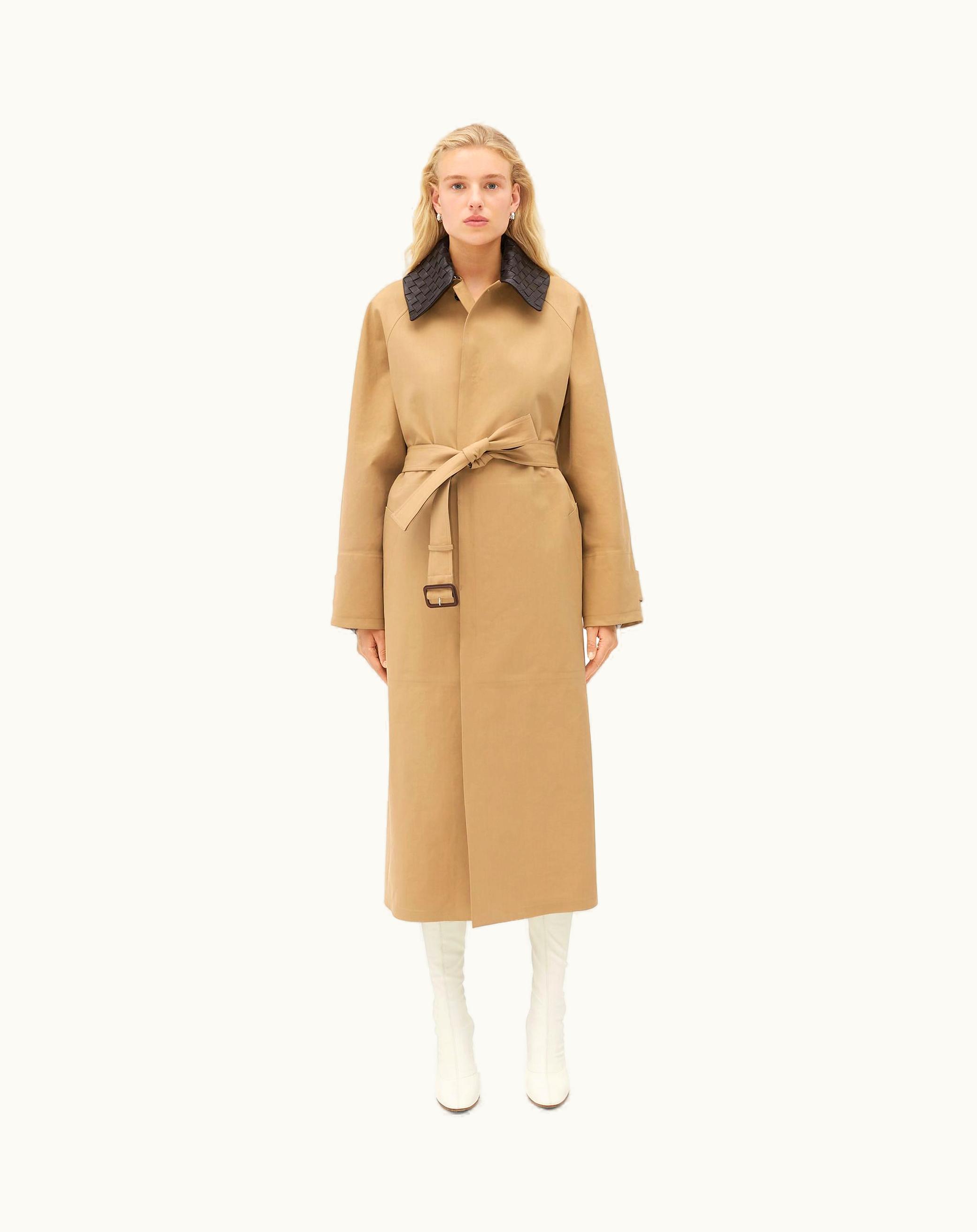 Bottega Veneta Bottega Veneta Women's Cotton Trench With Intrecciato Collar In Beige