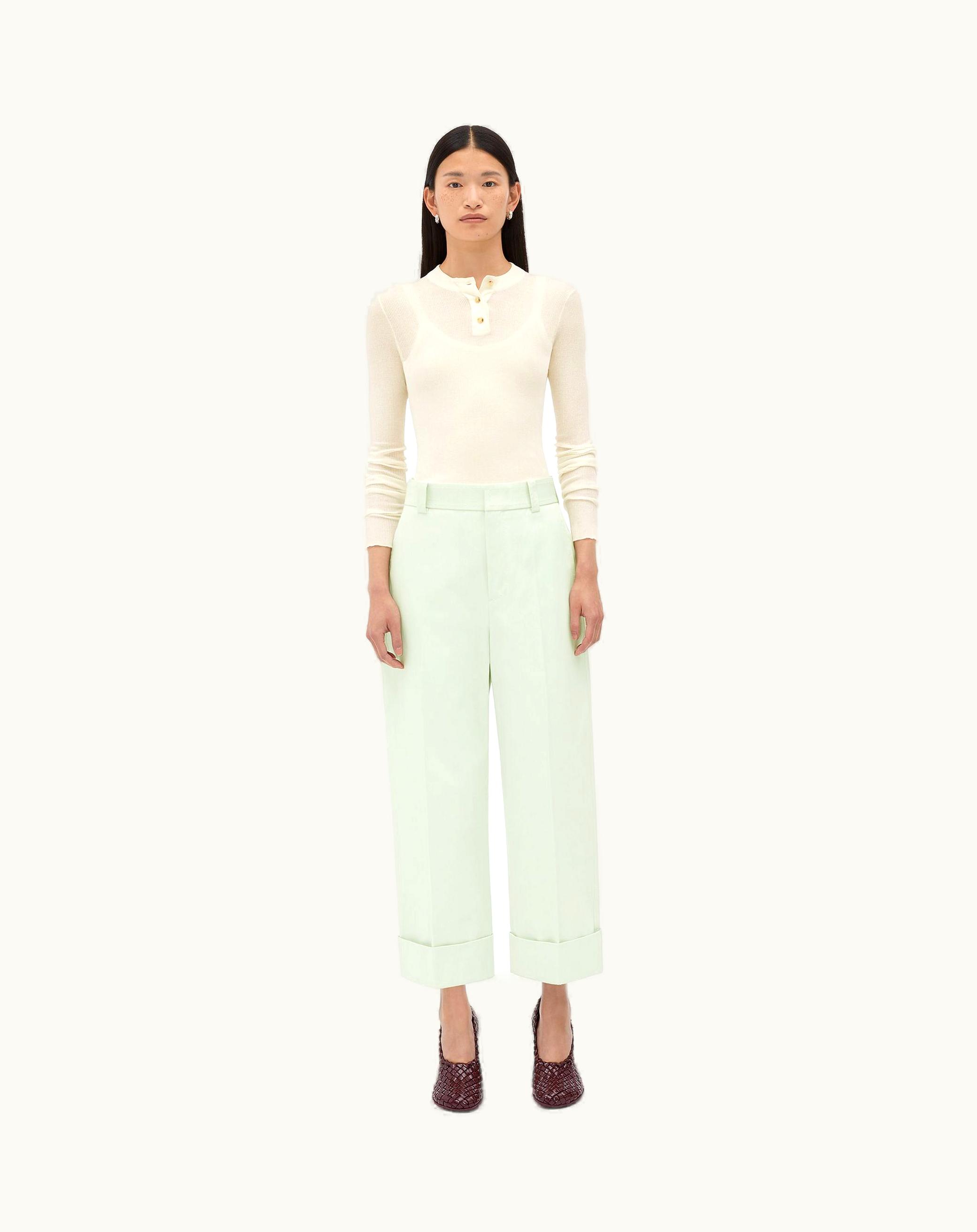 Bottega Veneta Bottega Veneta Women's Cotton Twill Culotte Trousers In Light Cyan
