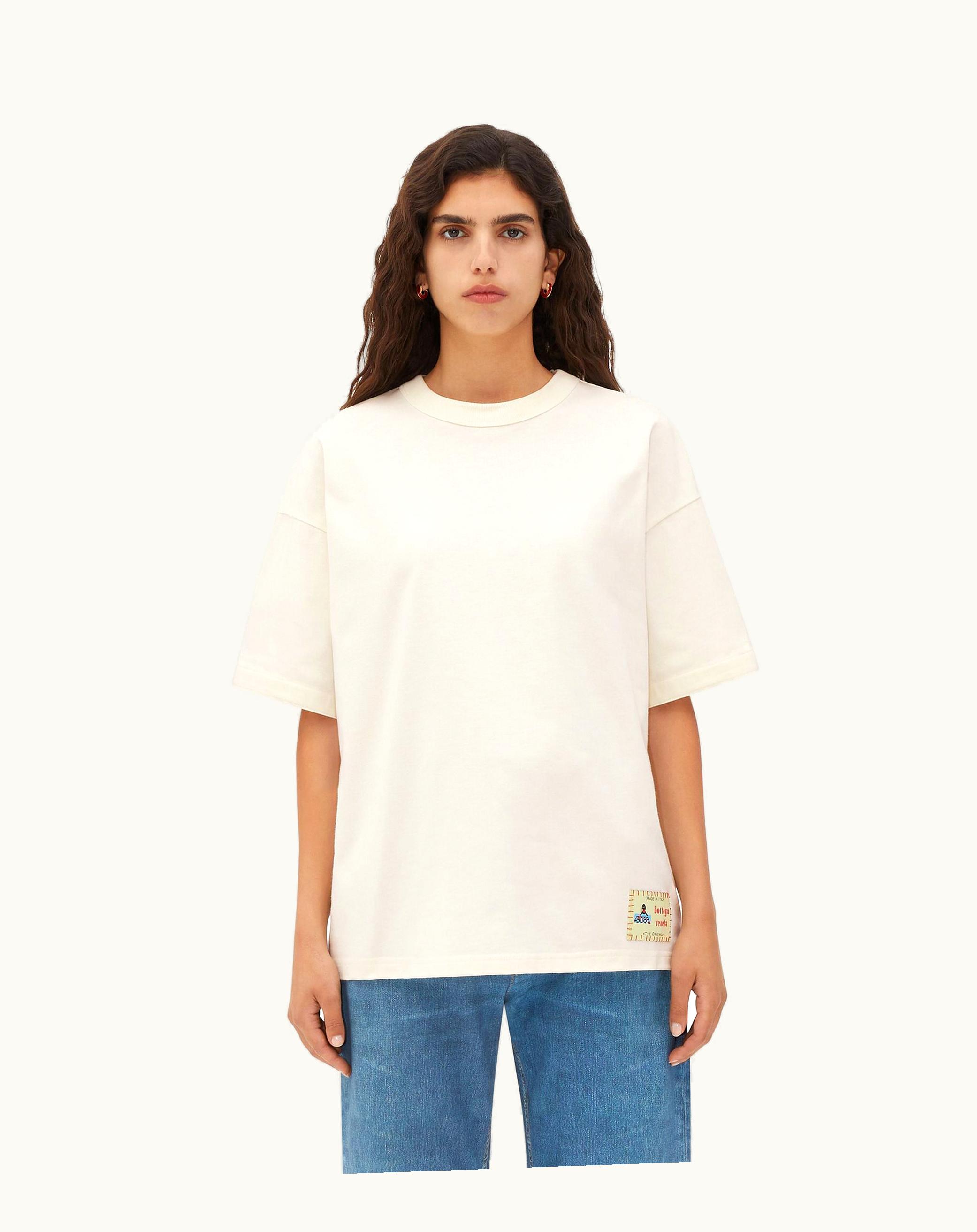 Bottega Veneta Bottega Veneta Women's Cotton Jersey T-Shirt With Label In Chalk