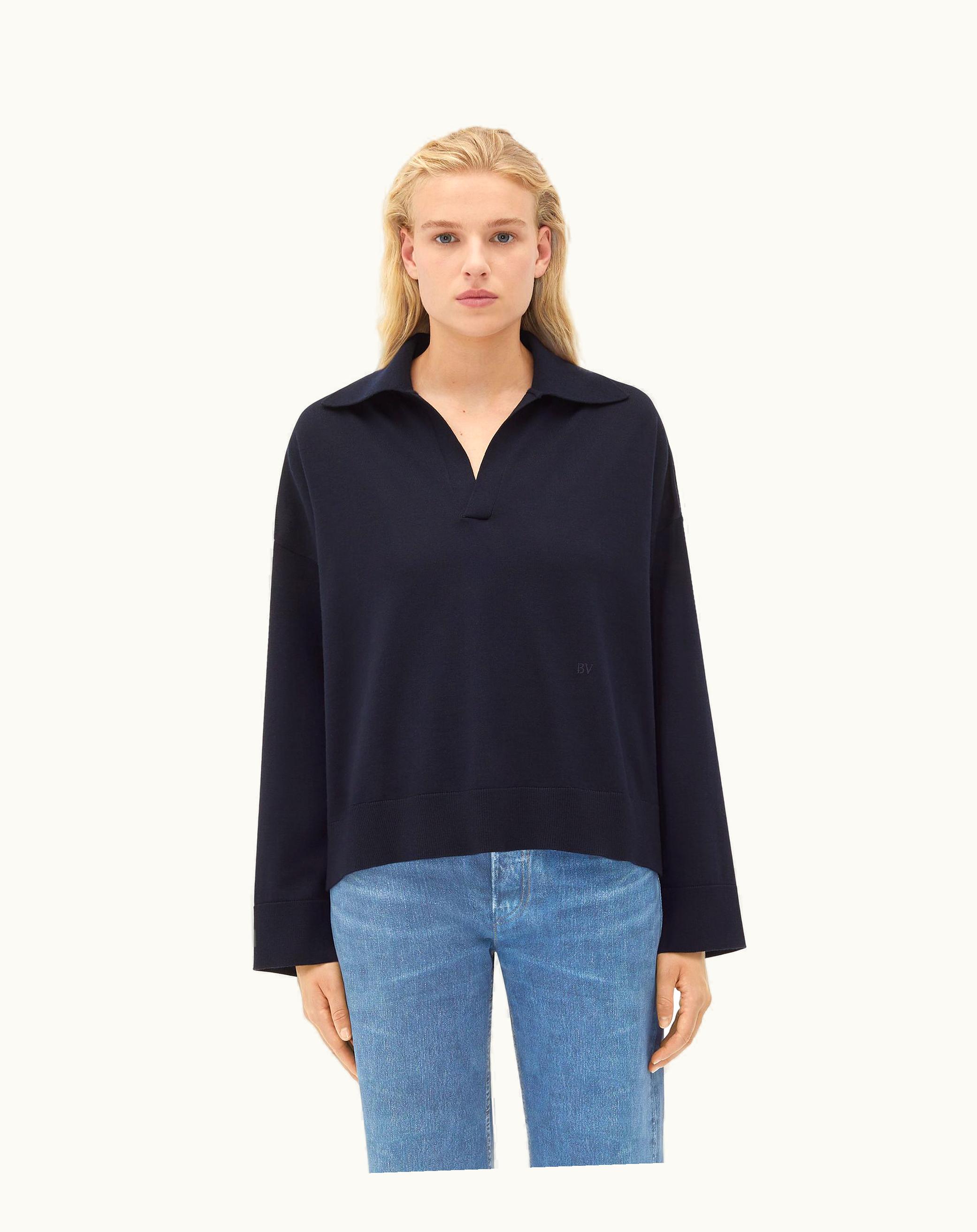 Bottega Veneta Bottega Veneta Women's Light Wool Polo In Navy