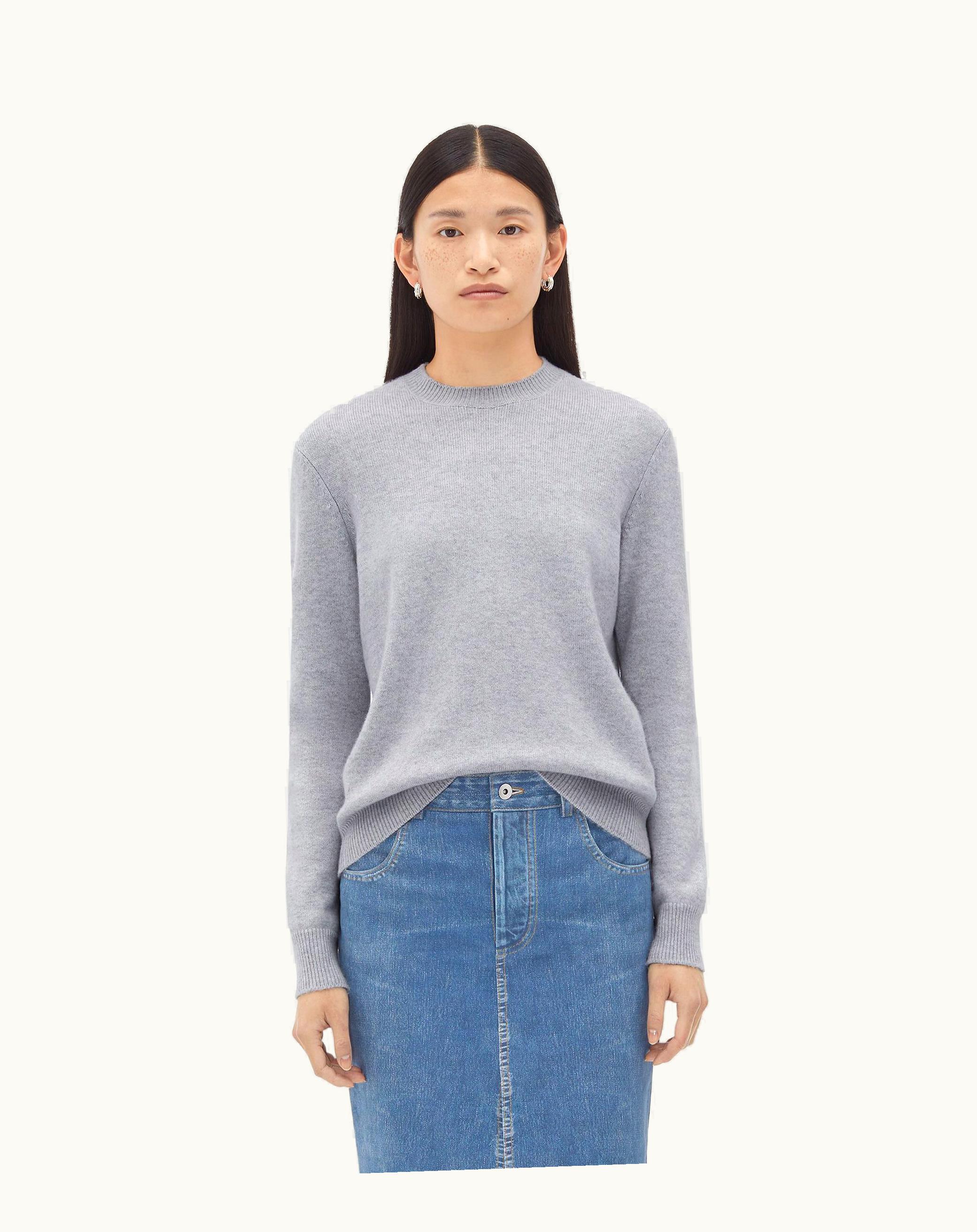 Bottega Veneta Bottega Veneta Women's Cashmere Jumper With Intrecciato Leather Patches In Veil Melange