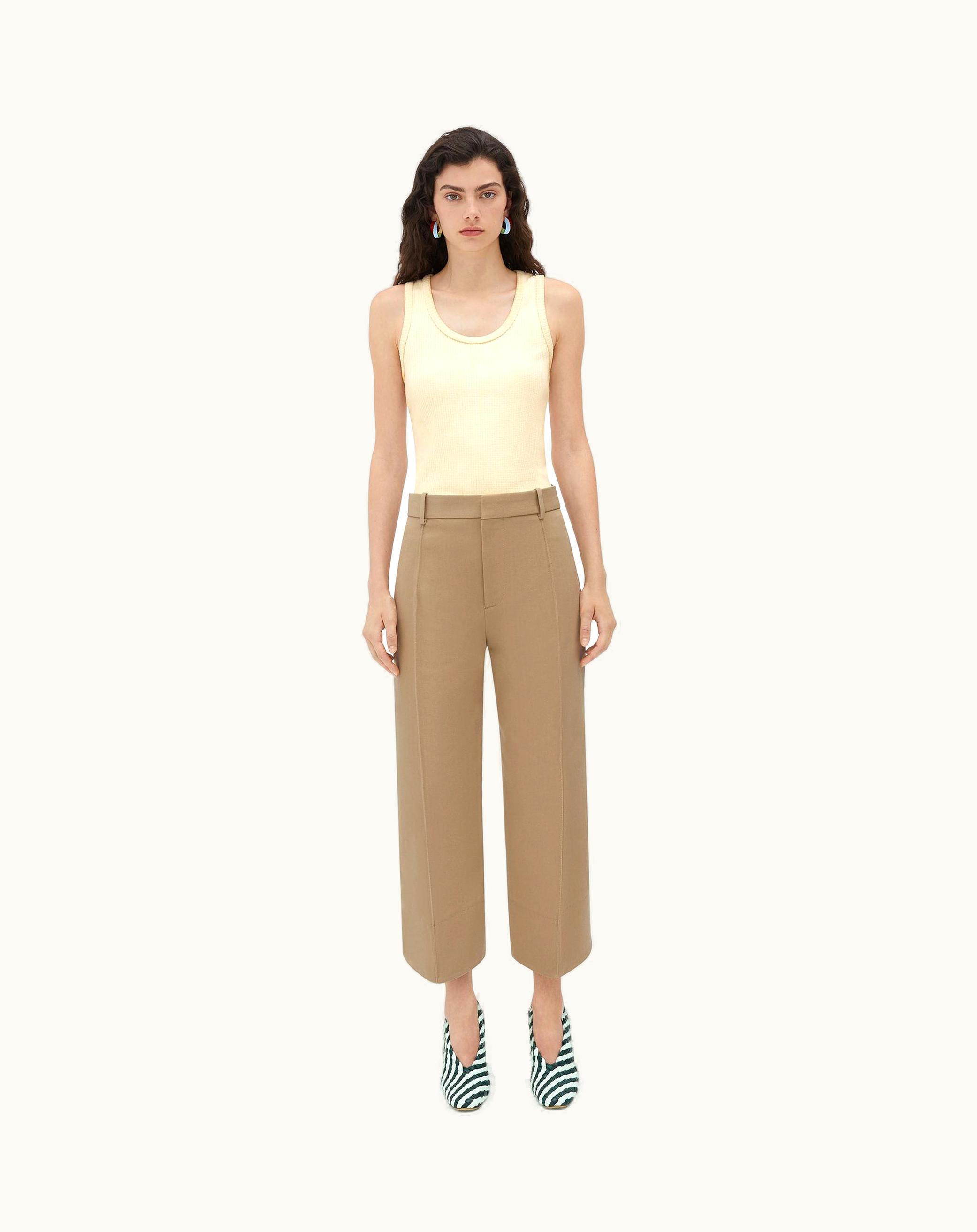 Bottega Veneta Bottega Veneta Women's Curved Cotton Trousers In Sesame