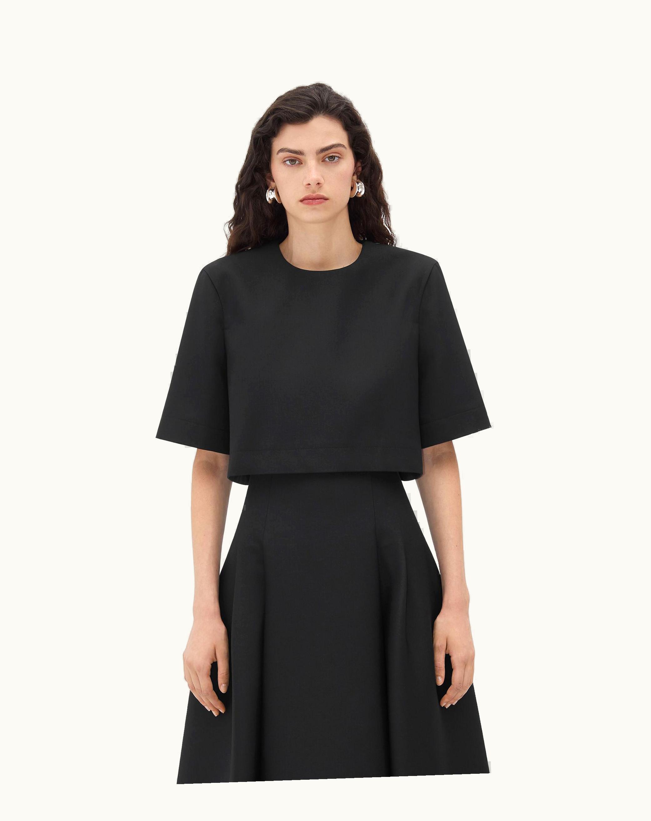 Bottega Veneta Bottega Veneta Women's Compact Wool Cropped Top In Black