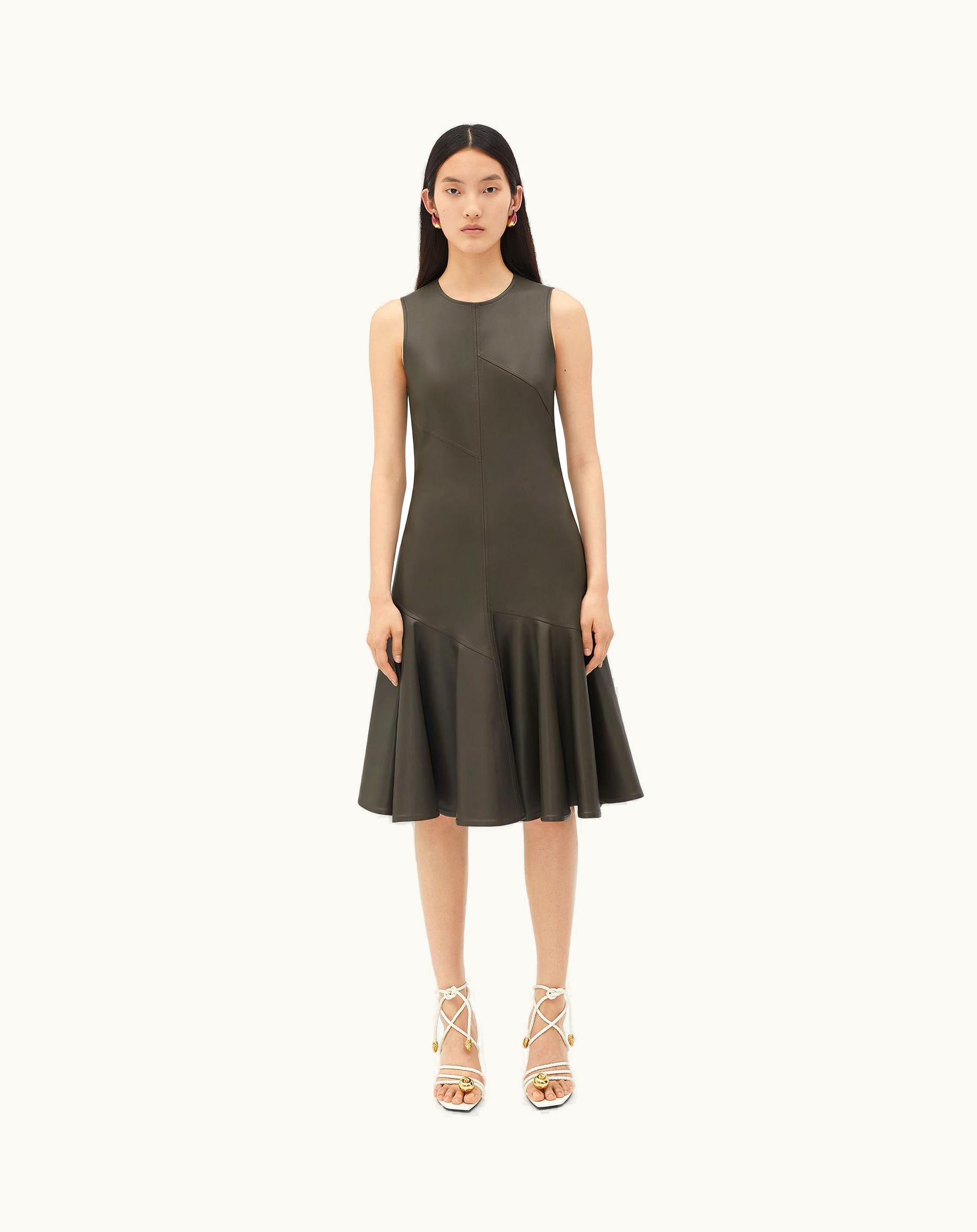 Bottega Veneta Bottega Veneta Women's Leather Midi Dress In Olive