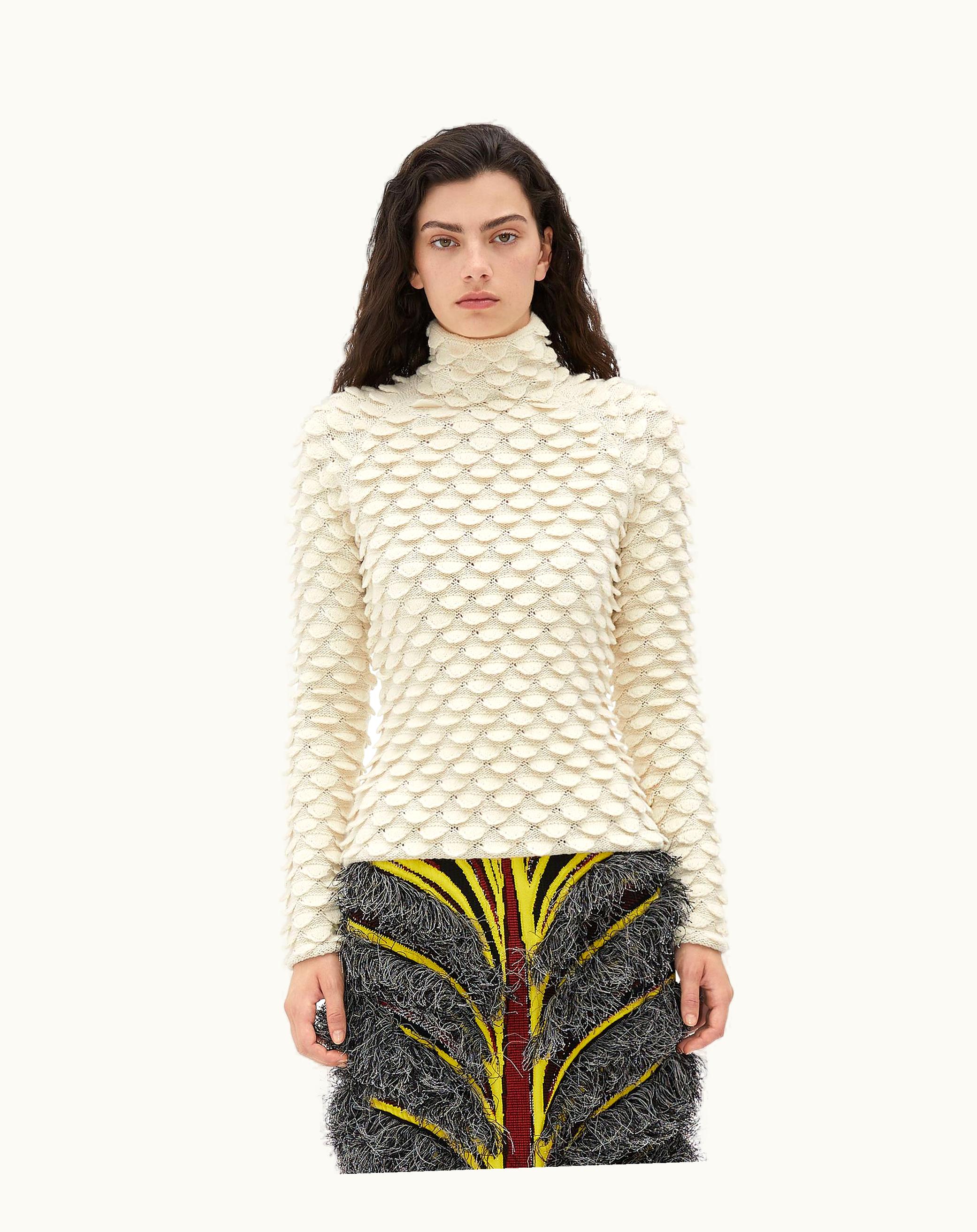 Bottega Veneta Bottega Veneta Women's Fish Scale Wool Sweater In Dove