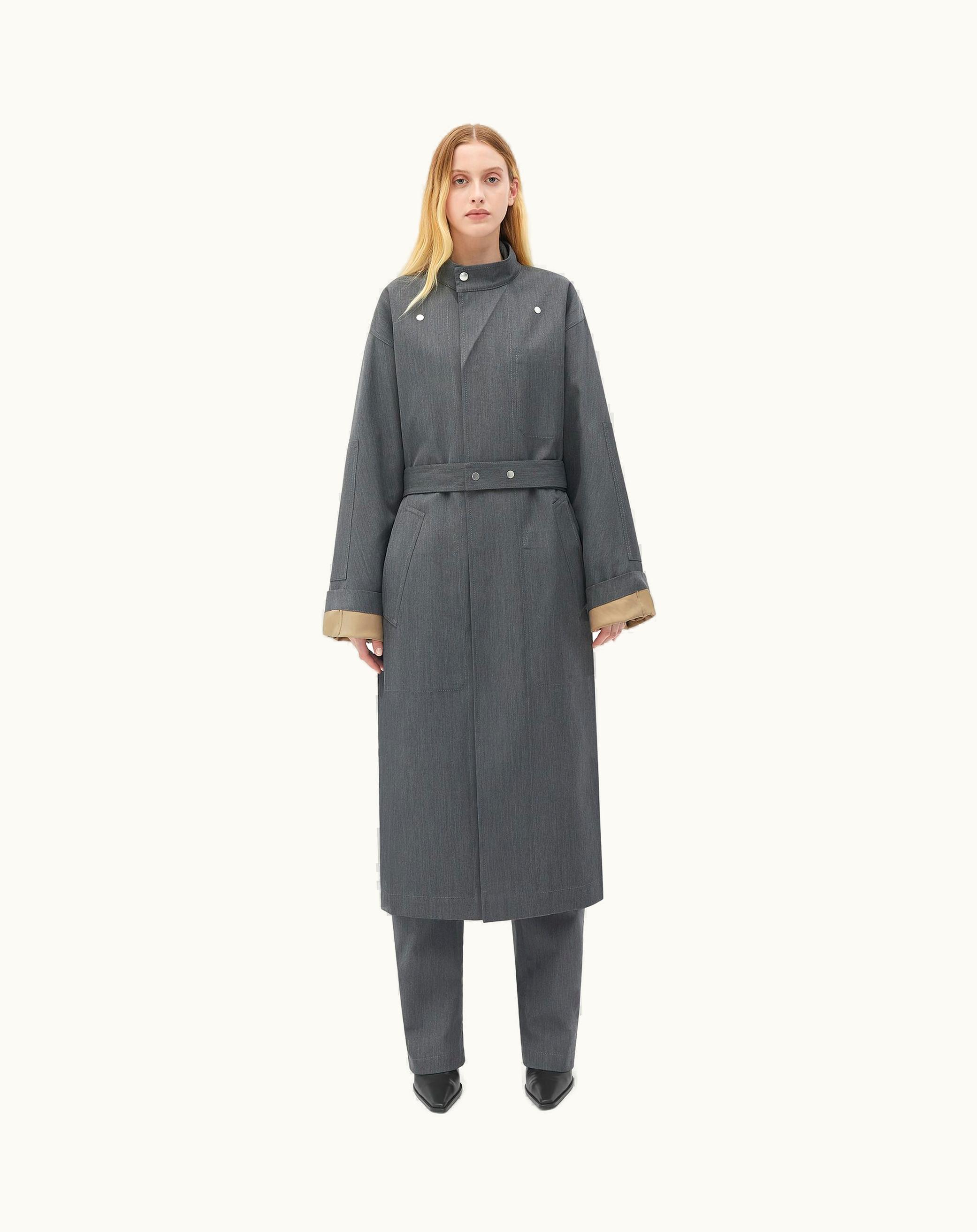 Bottega Veneta Bottega Veneta Women's Bonded Wool And Cotton Parka In Charcoal / Cane Sugar