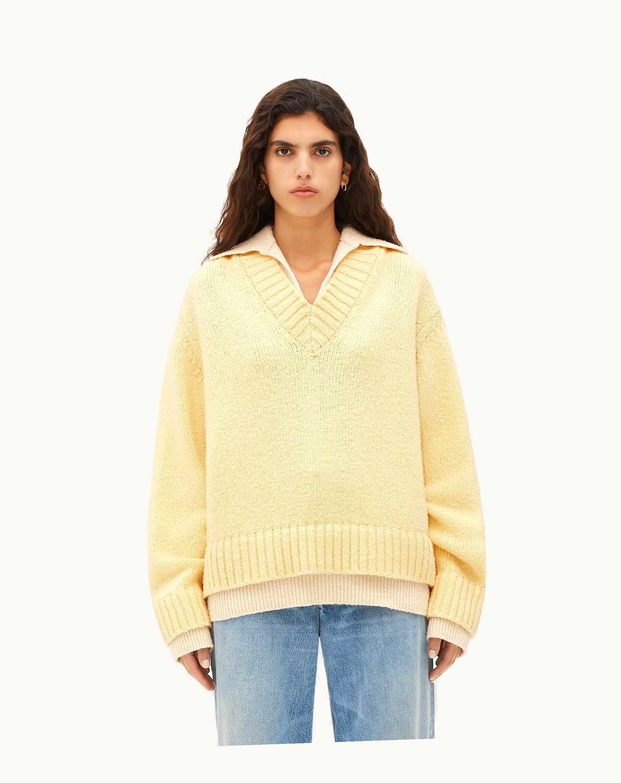 Bottega Veneta Bottega Veneta Women's Double Layer Effect Wool Sweater In Barley / Dove