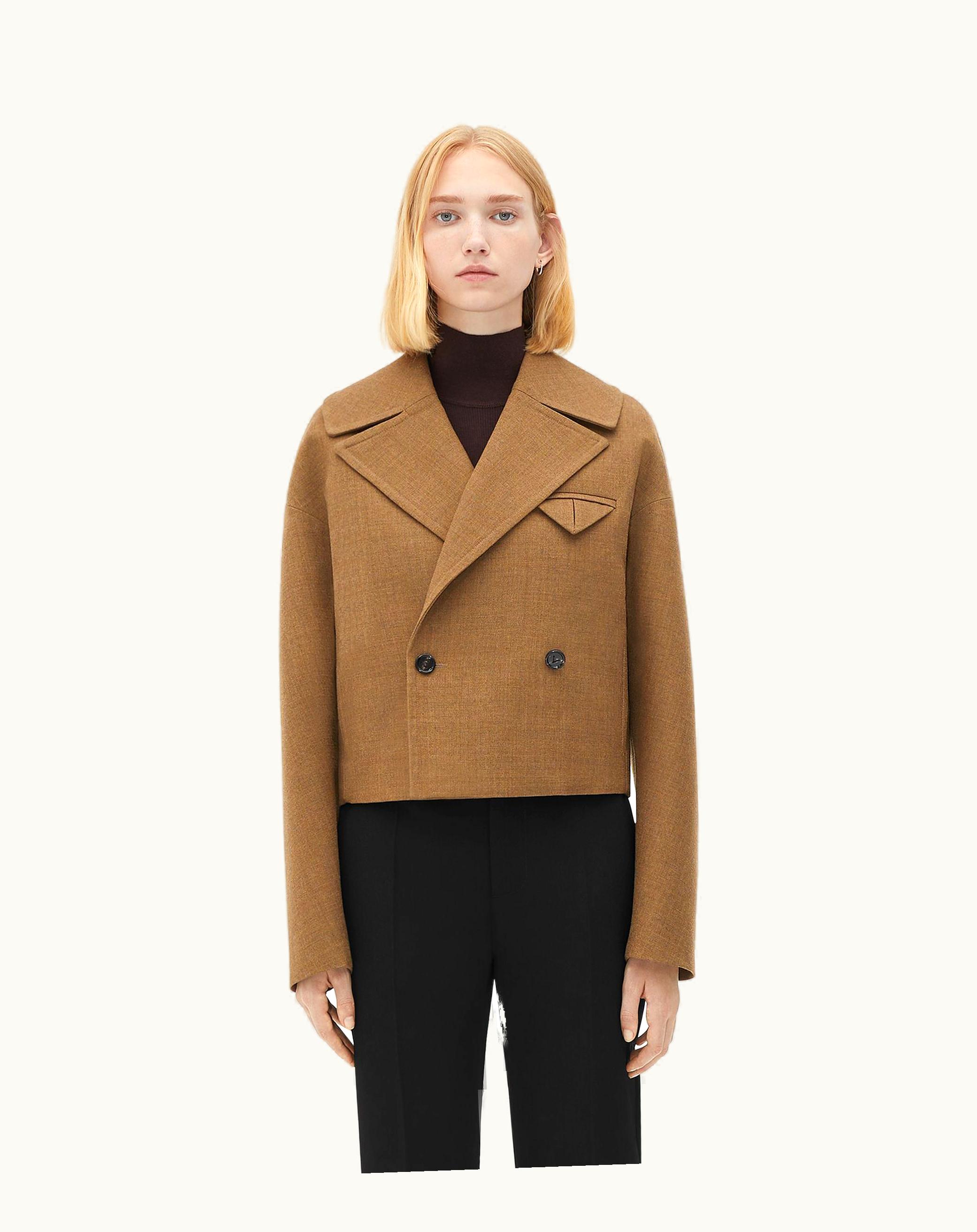 Bottega Veneta Bottega Veneta Women's Wool Cropped Jacket In Gingersnap Melange