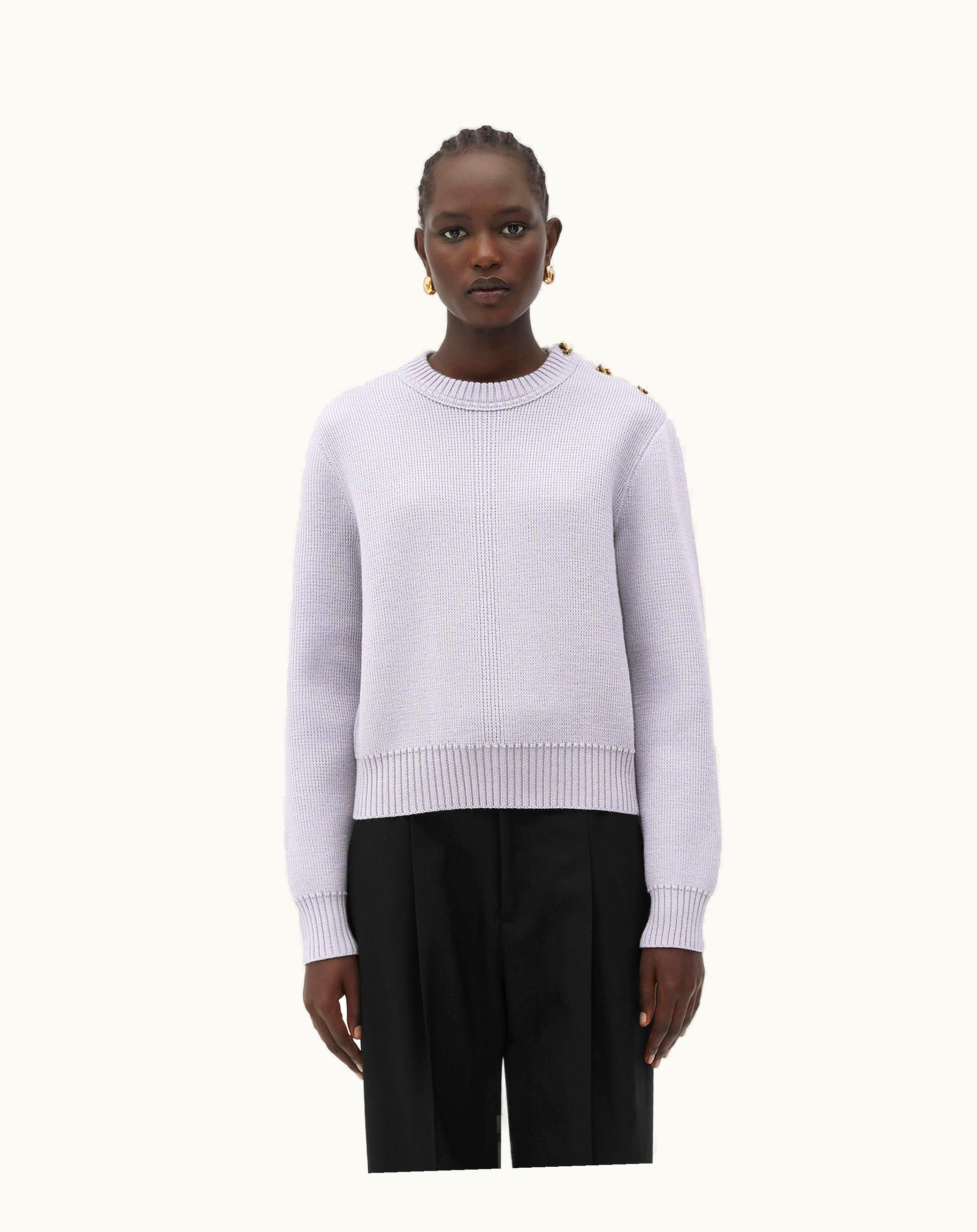 Bottega Veneta Bottega Veneta Women's Wool Sweater With Metal Knot Buttons In Pale Lilac