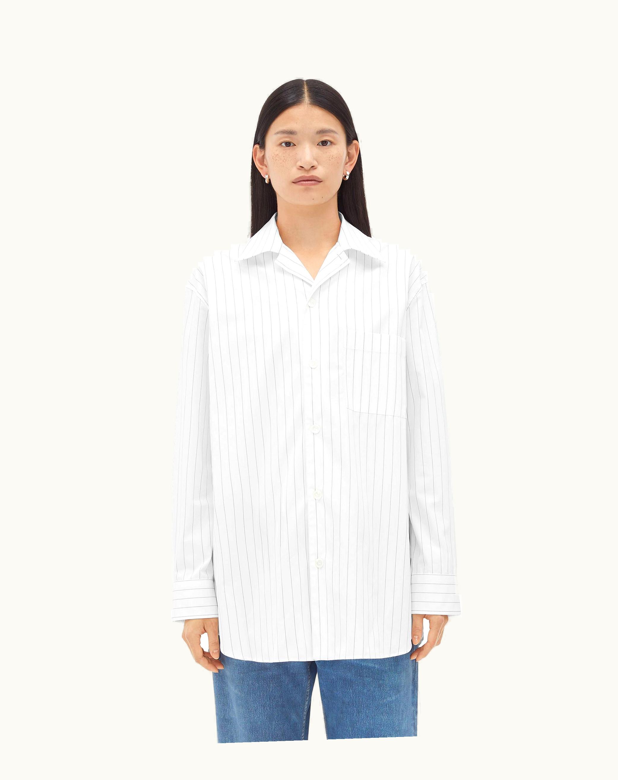 Bottega Veneta Bottega Veneta Women's Cotton Pinstripe Shirt In White / Beige