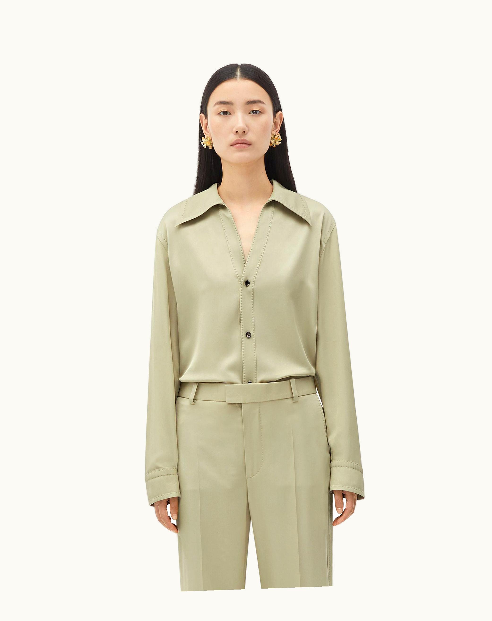Bottega Veneta Bottega Veneta Women's Viscose Twill Shirt In Stone