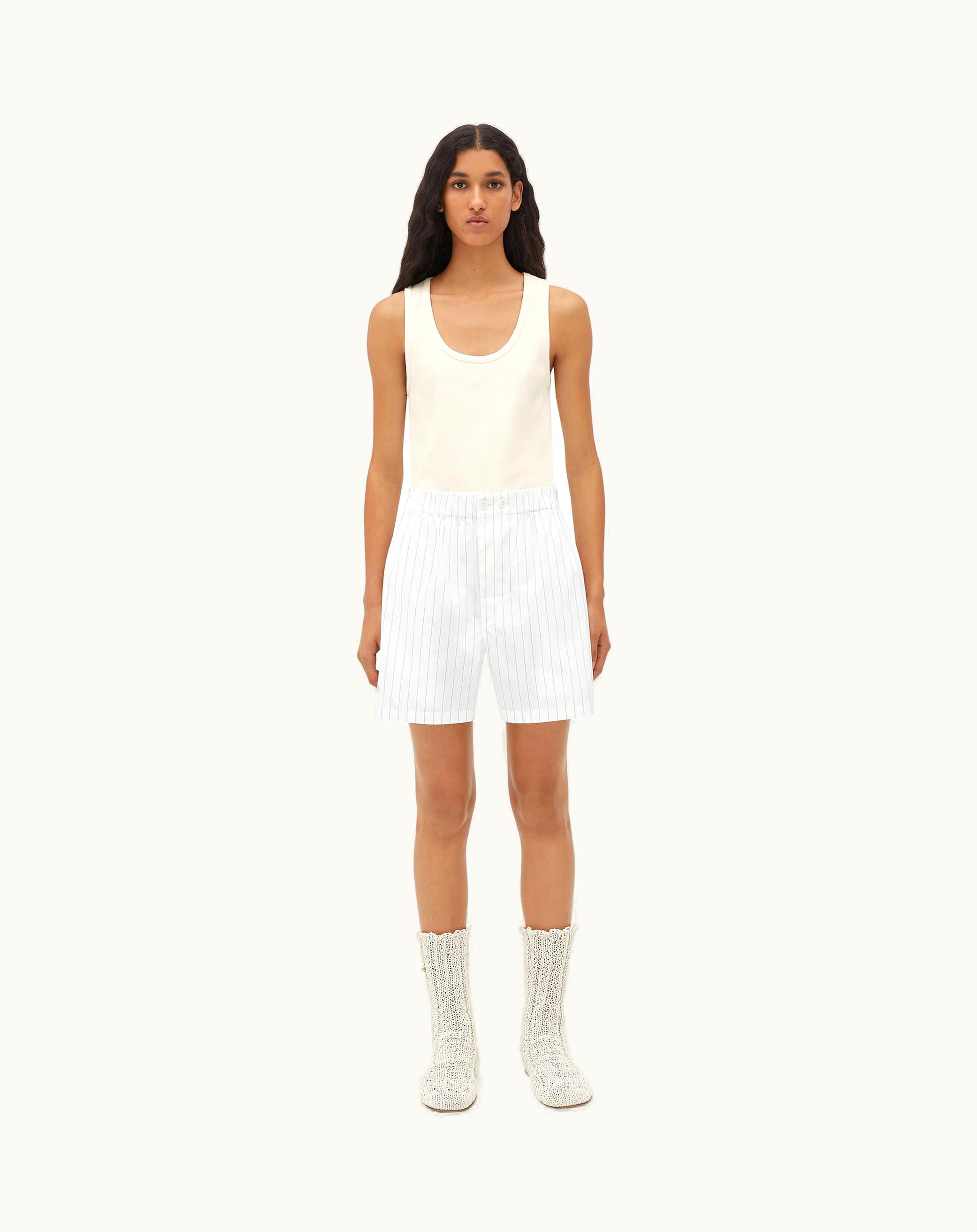 Bottega Veneta Bottega Veneta Women's Cotton Pinstripe Shorts In White / Beige