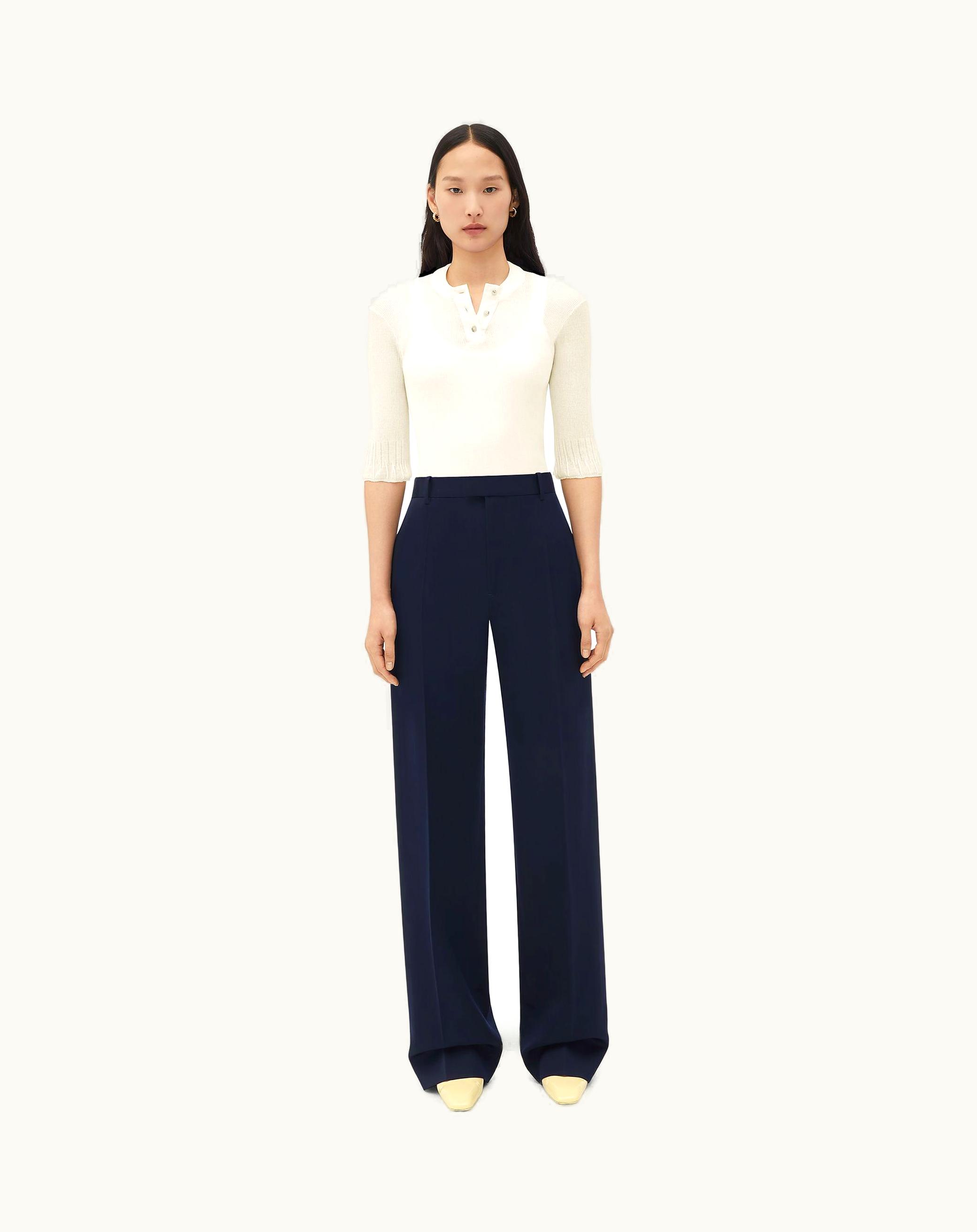 Bottega Veneta Bottega Veneta Women's Sartorial Wool Pants In Navy