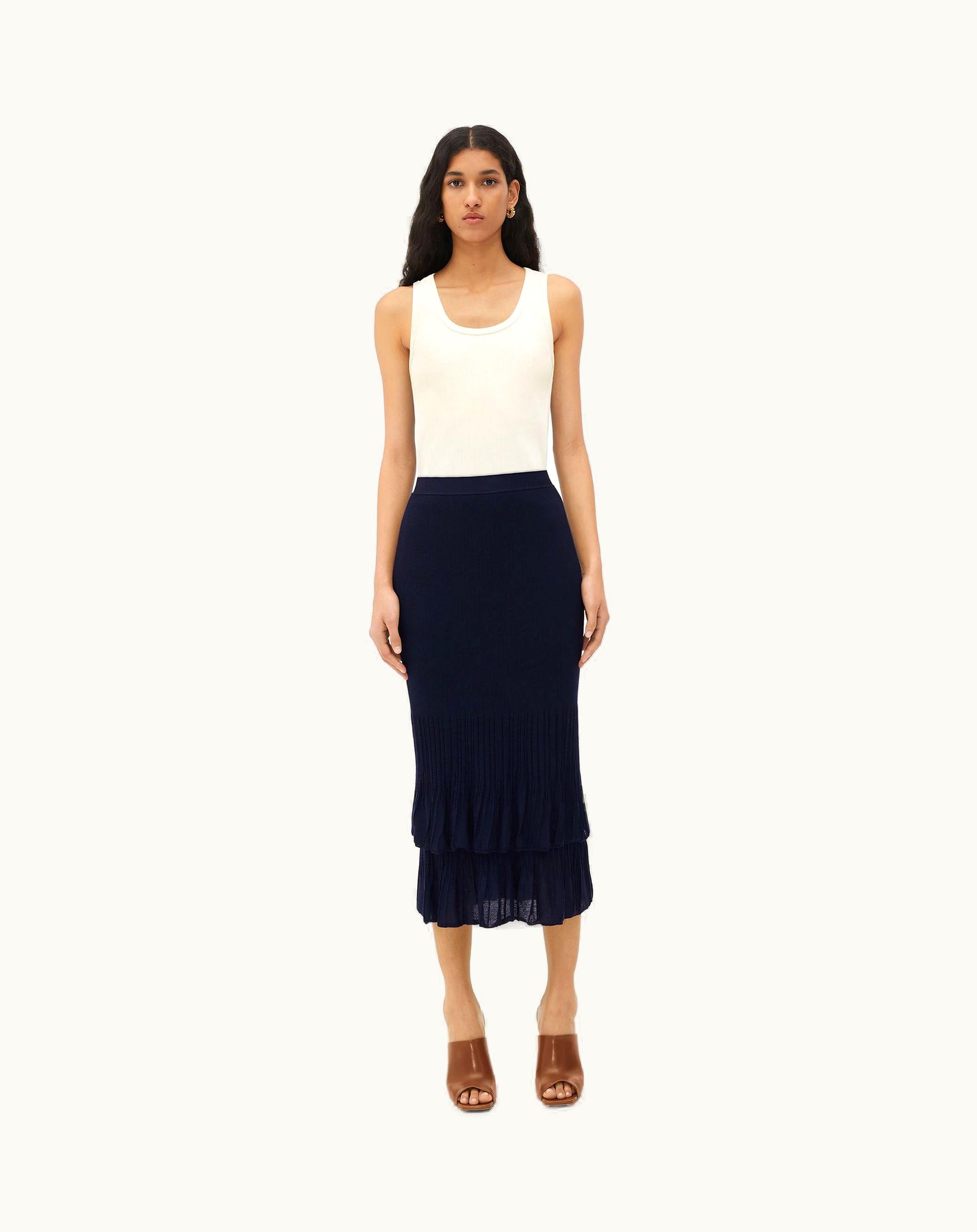 Bottega Veneta Bottega Veneta Women's Light Wool 2 In 1 Midi Skirt In Abyss