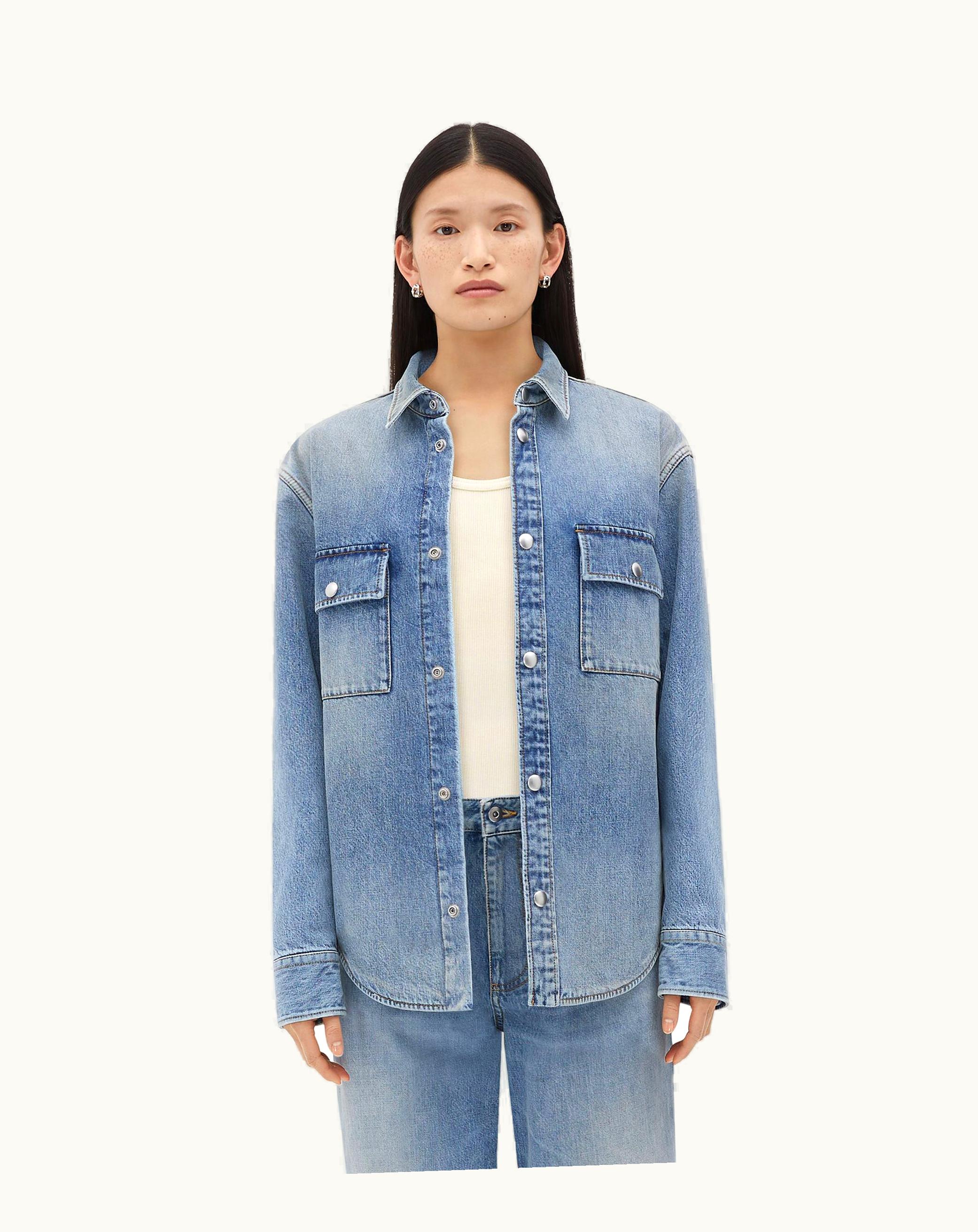 Bottega Veneta Bottega Veneta Women's Vintage Medium Indigo Denim Shirt In Mid Blue