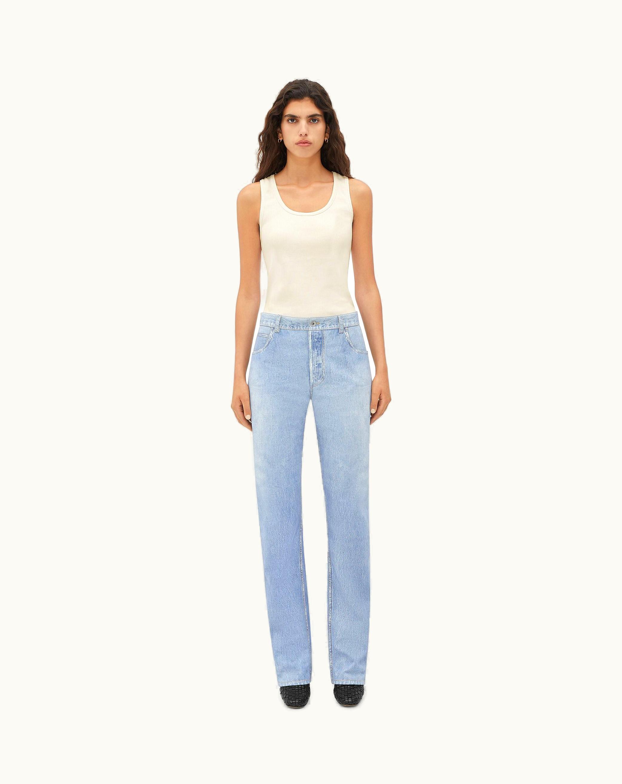 Bottega Veneta Bottega Veneta Women's Printed Leather Boyfriend Denim In Light Blue