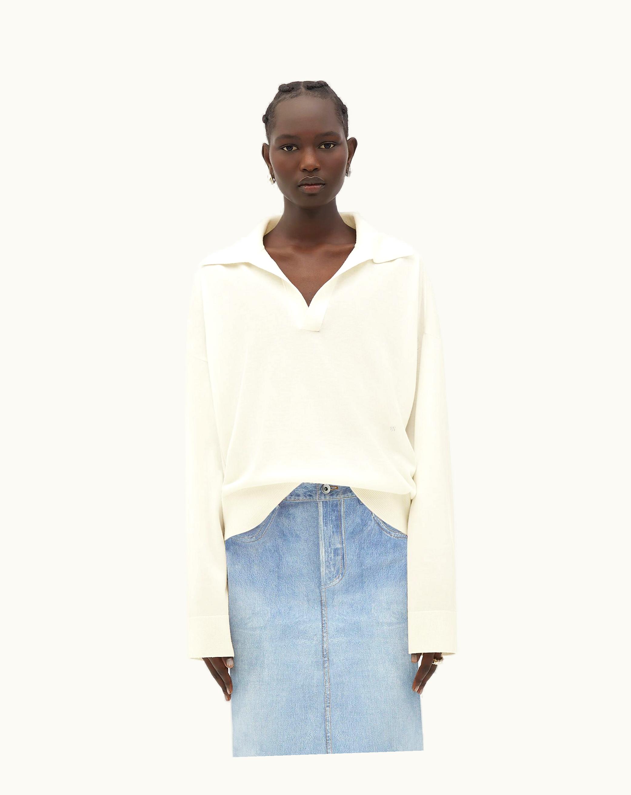 Bottega Veneta Bottega Veneta Women's Light Wool Polo In Chalk