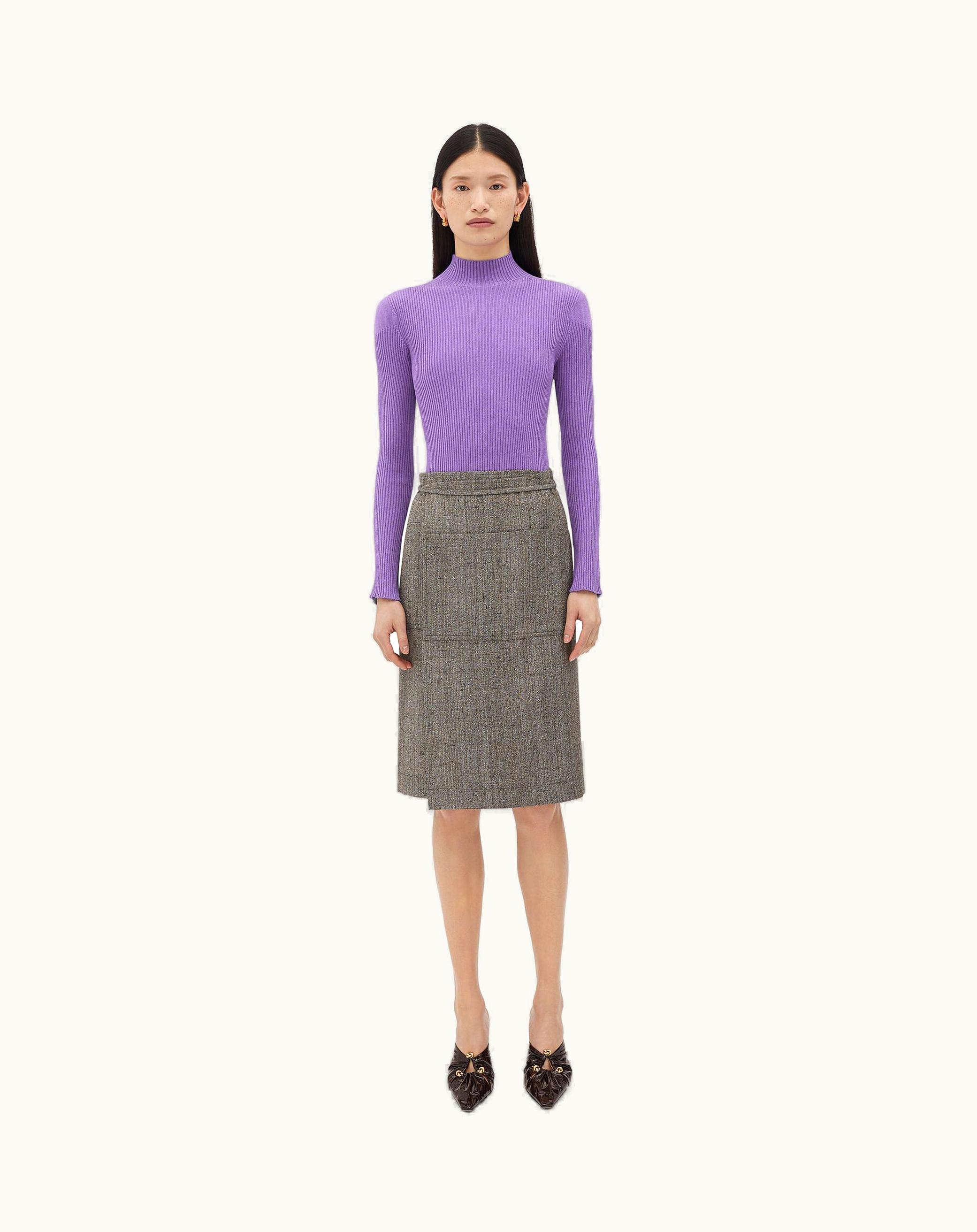 Bottega Veneta Bottega Veneta Women's Wrapped Viscose And Silk Midi Skirt In Brown / White / Blue